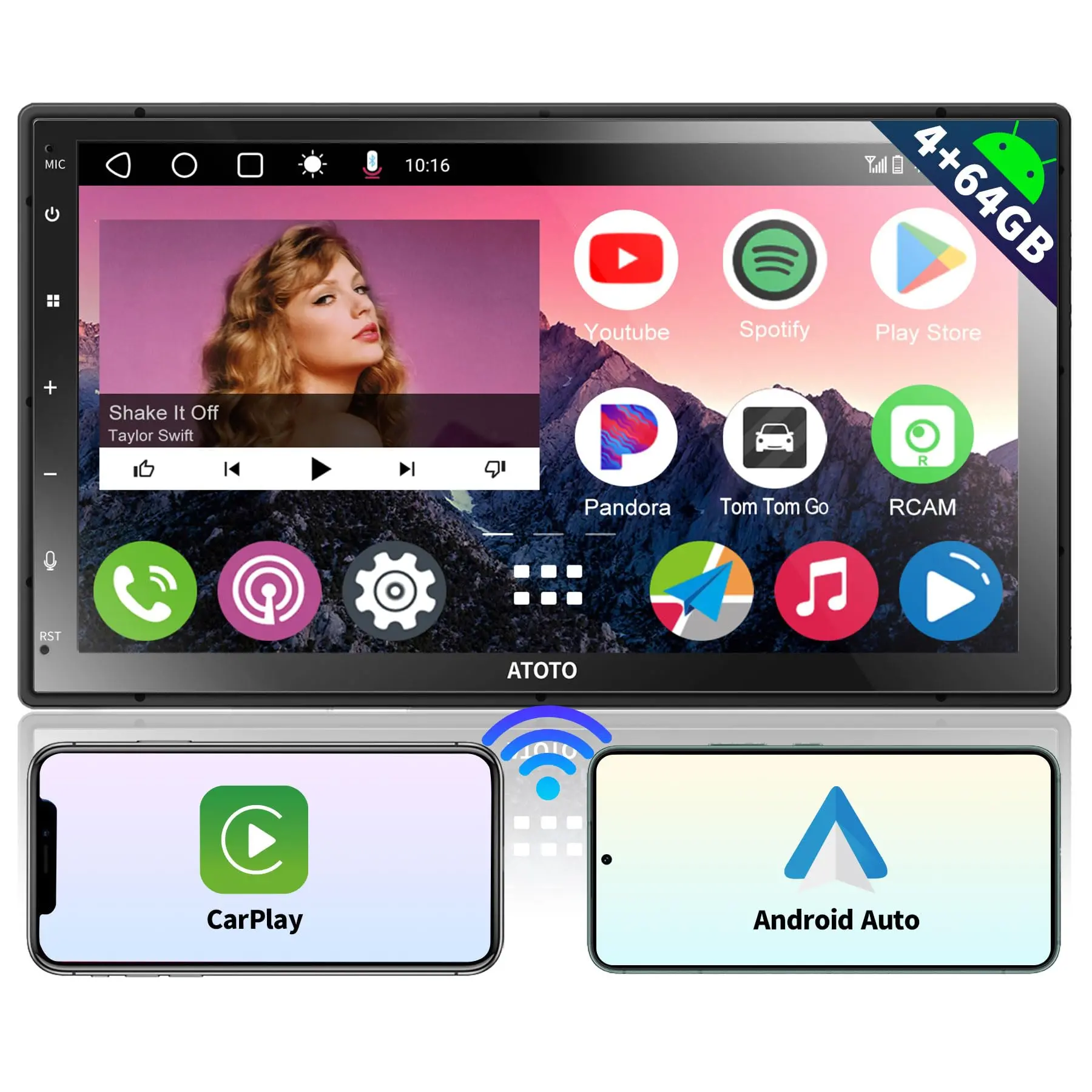 Atoto A6 7" 4G+64G Android Car Stereo 2 DIN with QLED Touchscreen