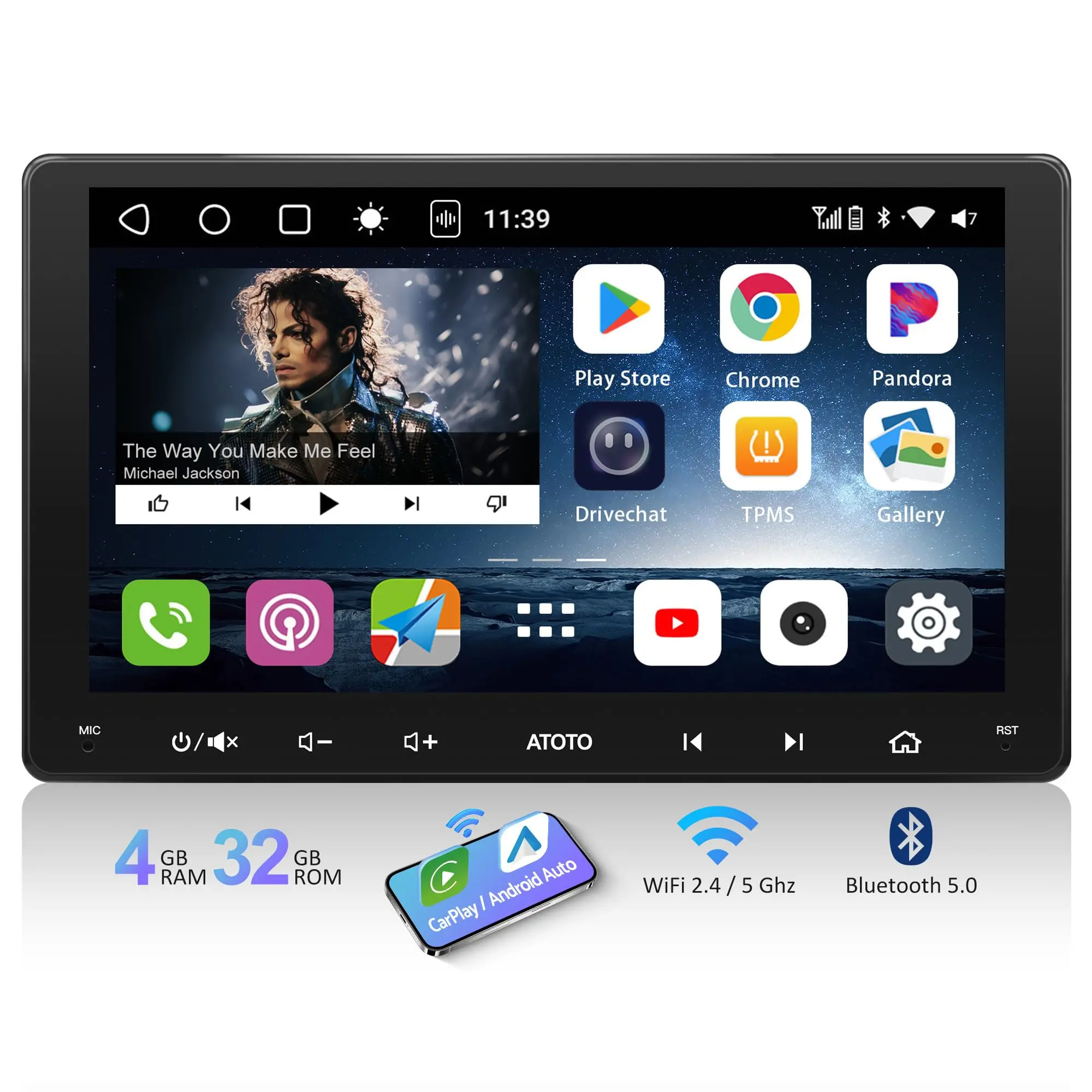 Atoto S8G2094MS 9" Double Din Car Stereo with Qled Touchscreen