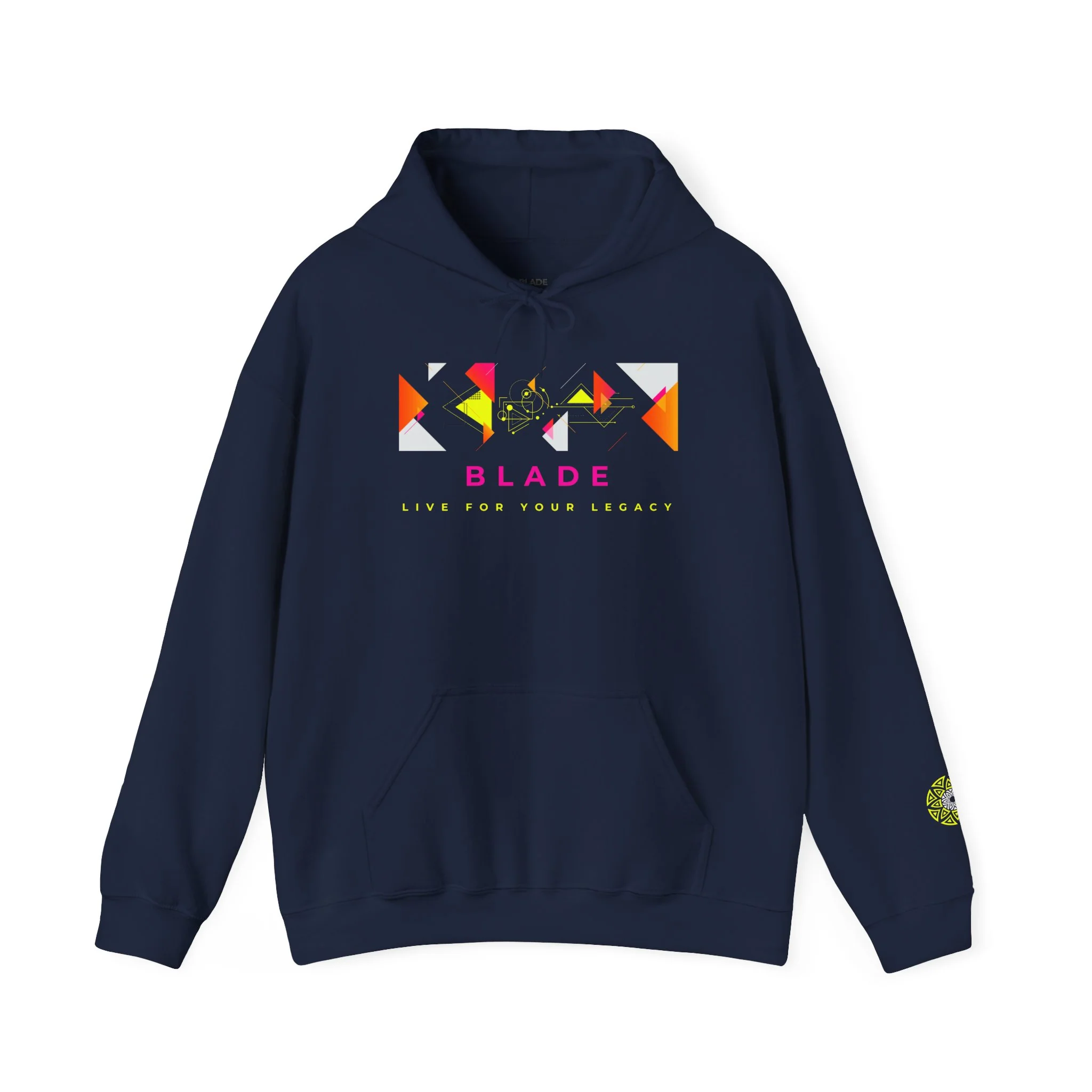 Geometric Odyssey Pink/Green Hoodie - Printify — Mens Hoodies