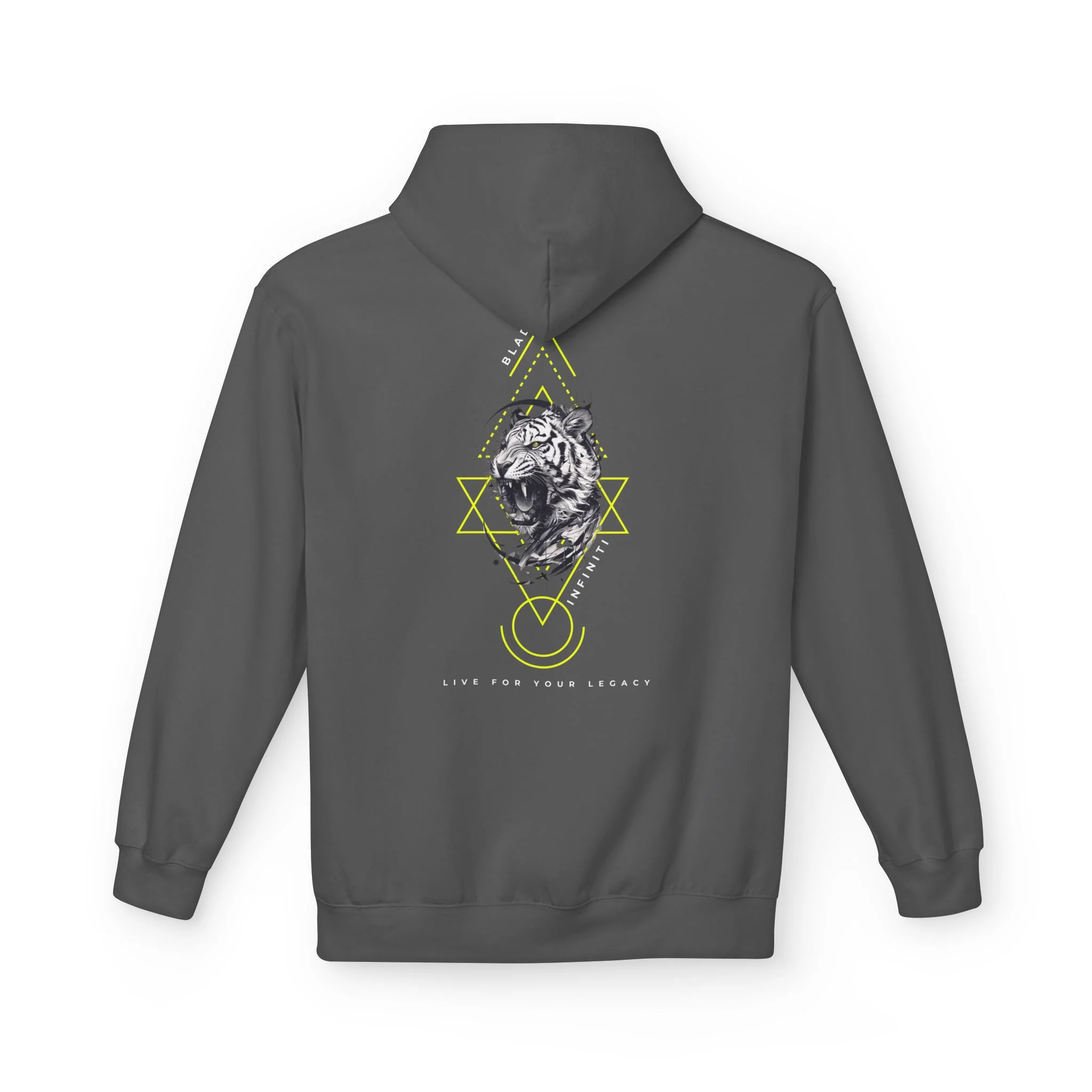 Hoodie Géométrique King Tiger Vert Néon - Charcoal — Sweats à capuche pour hommes