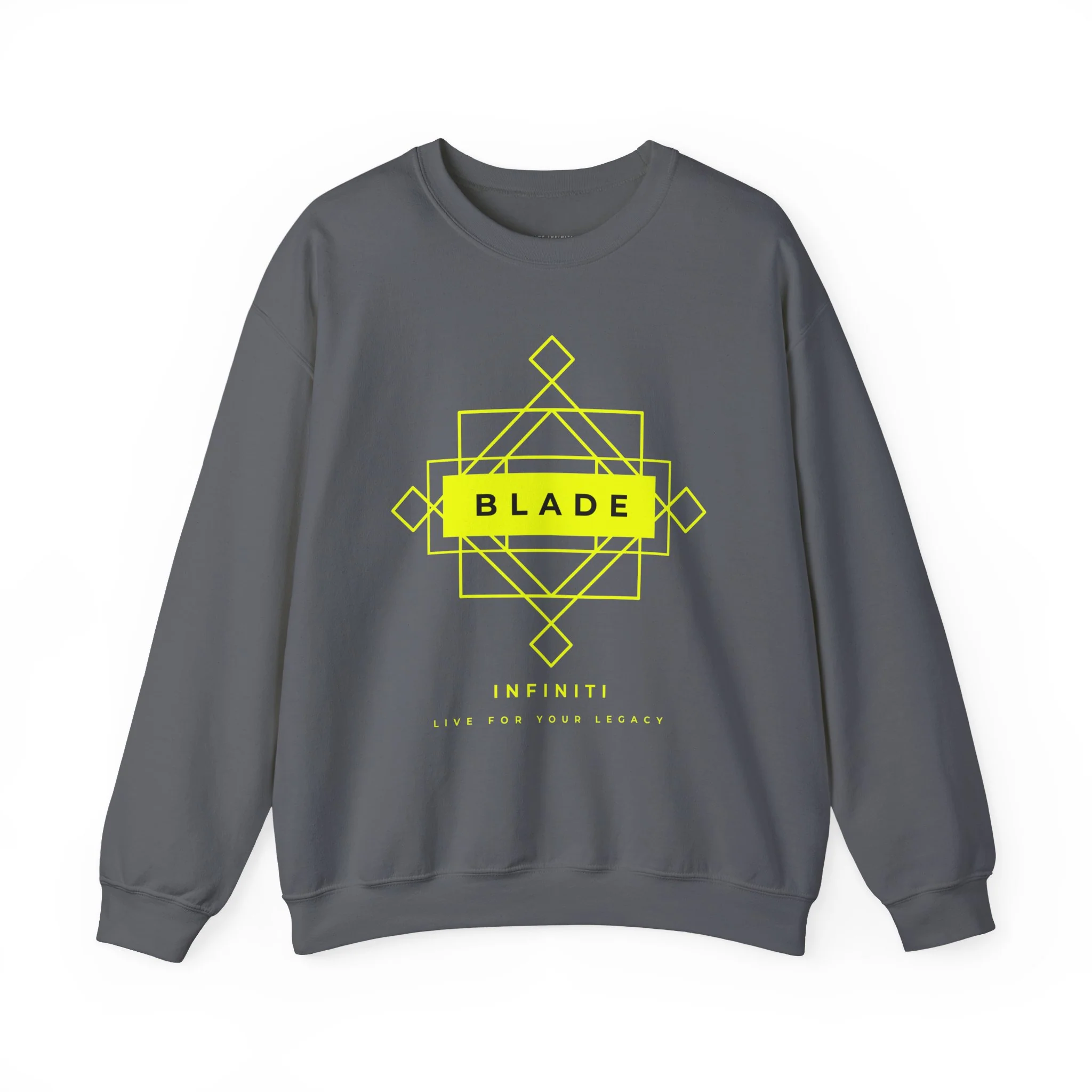 Pull Crewneck Unisexe Geometric Infiniti Vert Néon - Charbon
