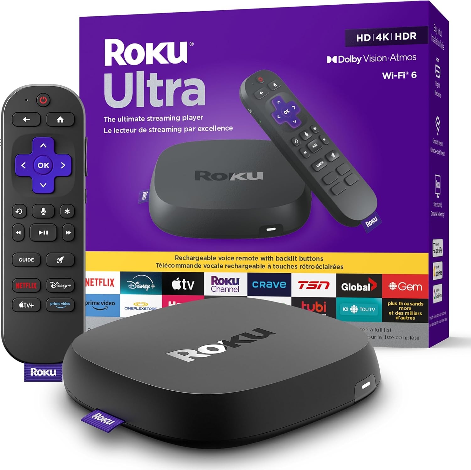 Roku Ultra 2024 | Appareil de diffusion 4K avec HDR10+ — Appareil de diffusion en continu