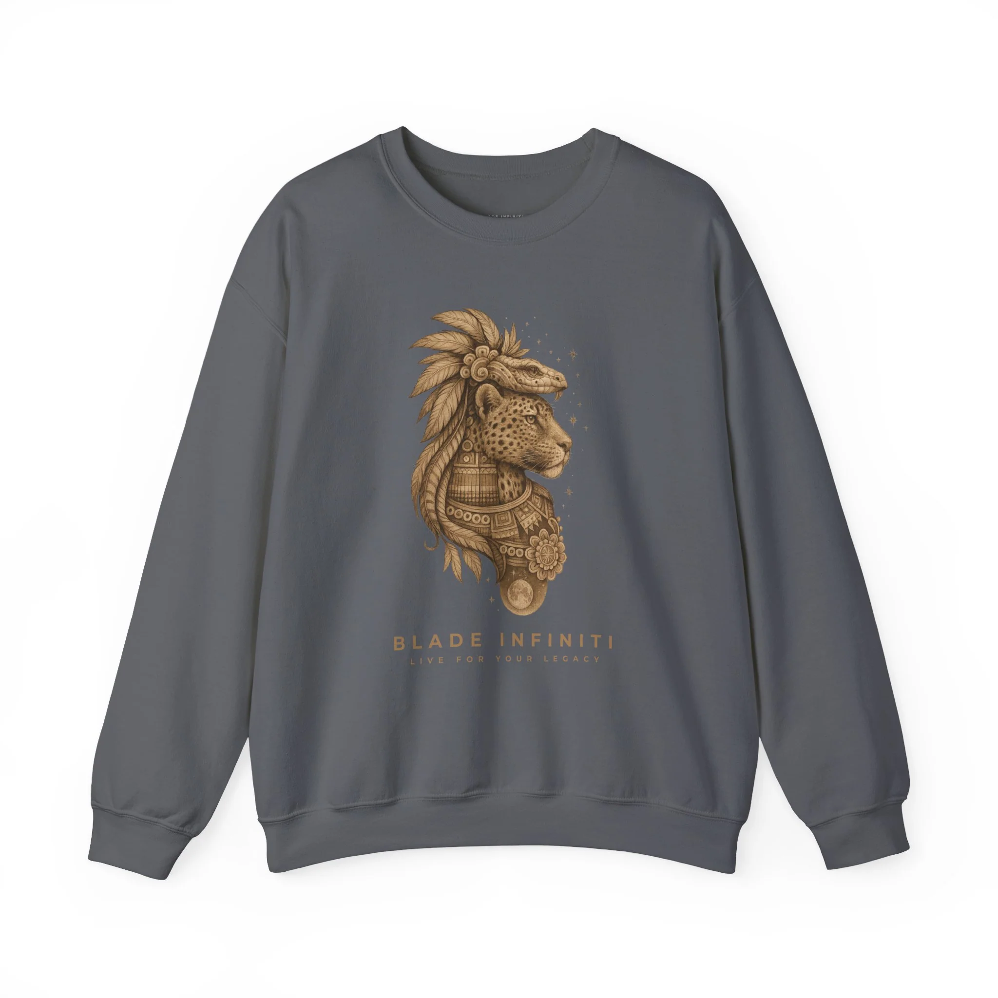 Pull unisexe à col rond léopard/serpent - Charbon