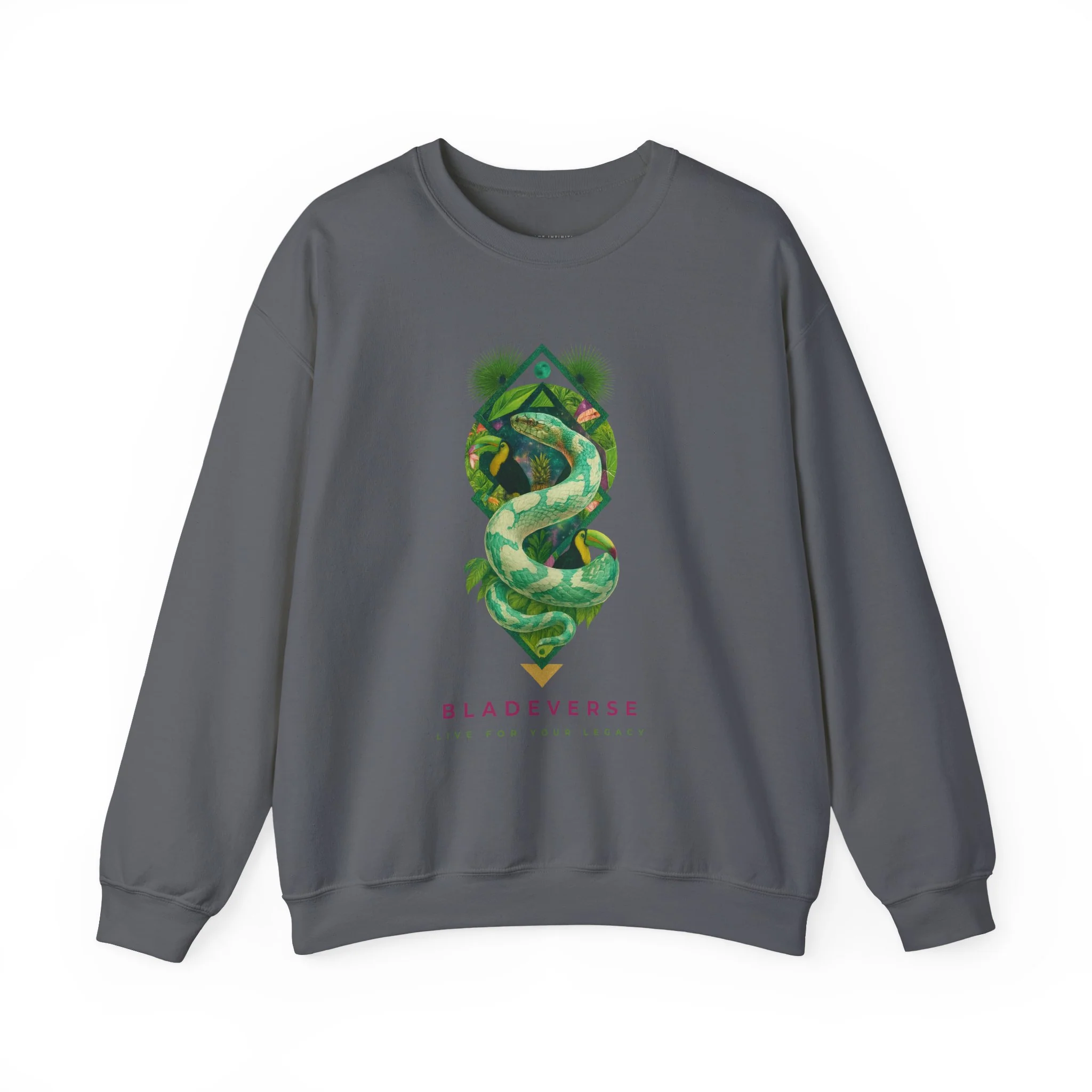 Galactic Snake Unisex Crewneck Sweater - Charcoal — Womens Sweaters