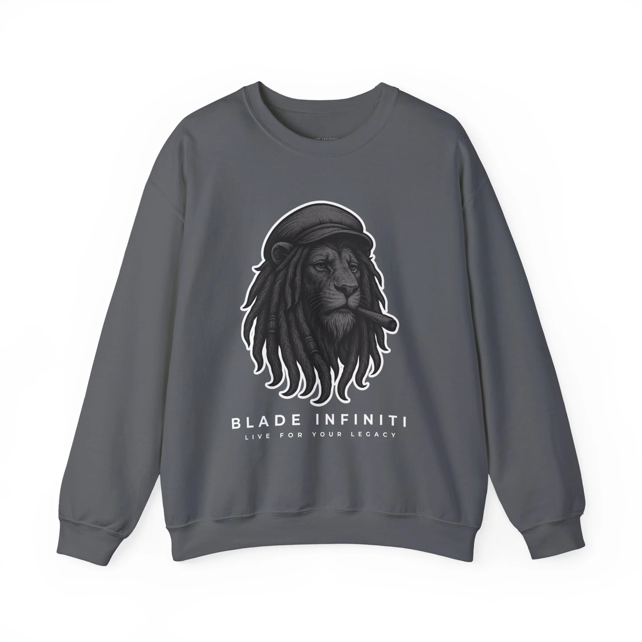 Rasta Lion V2 Unisex Crewneck Sweater - Charcoal
