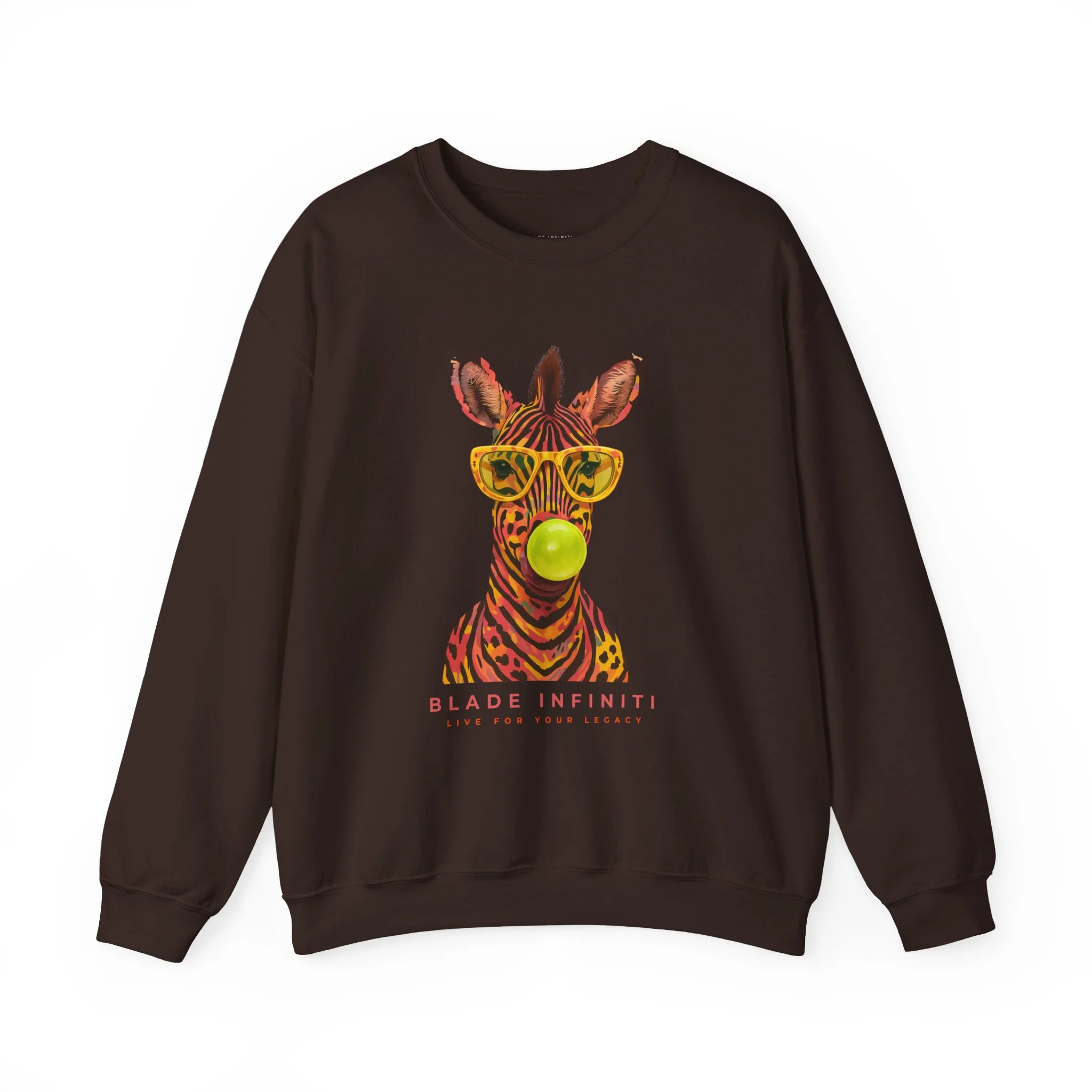Zebra Pop Unisex Crewneck Sweater - Dark Chocolate