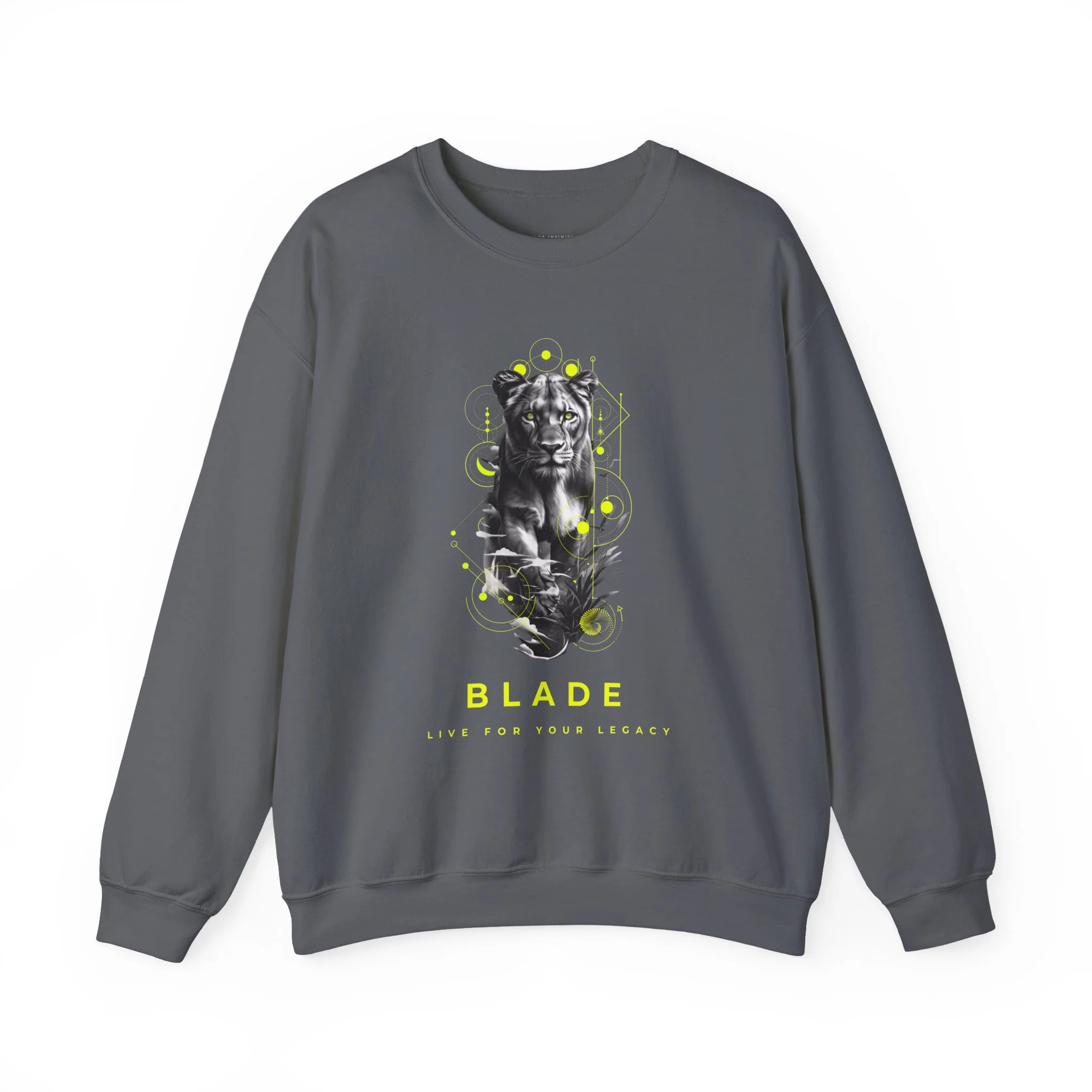Sweat à col rond unisexe Geometric Reign Panther - Charbon