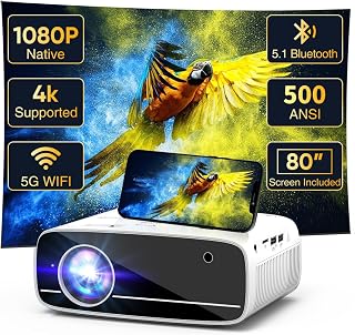 1080P Portable Projector WiFi 6, 500 ANSI, 4K — Portable Projector