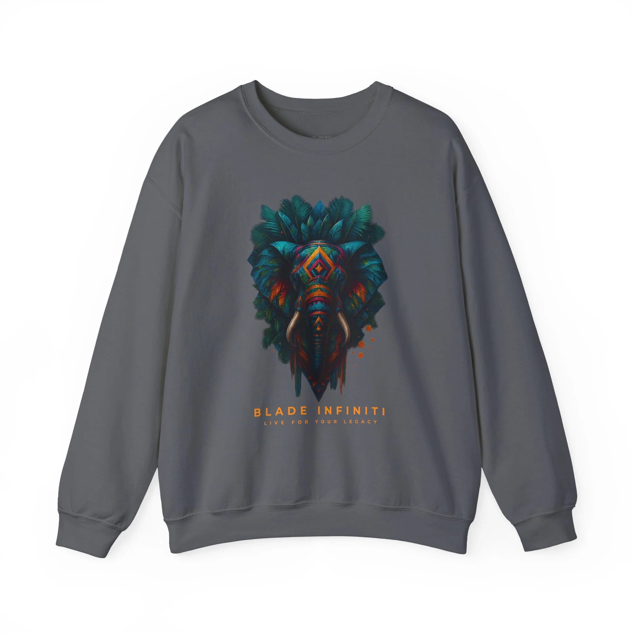Sweat à col rond unisexe Midnight Tiki Elephant - Charbon