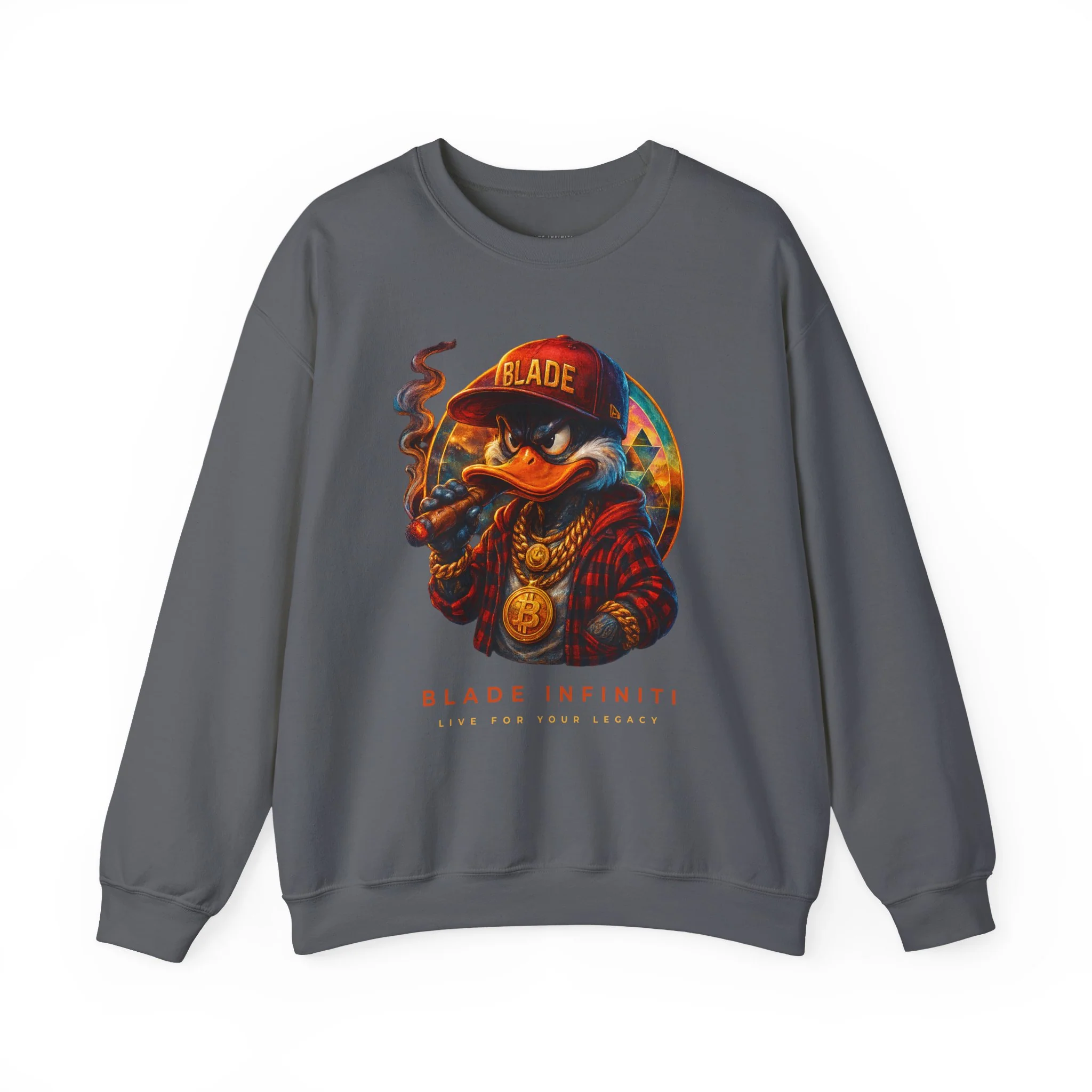 Pull Crewneck Unisexe Galactic Weed Duck - Charbon — Chandails pour femmes