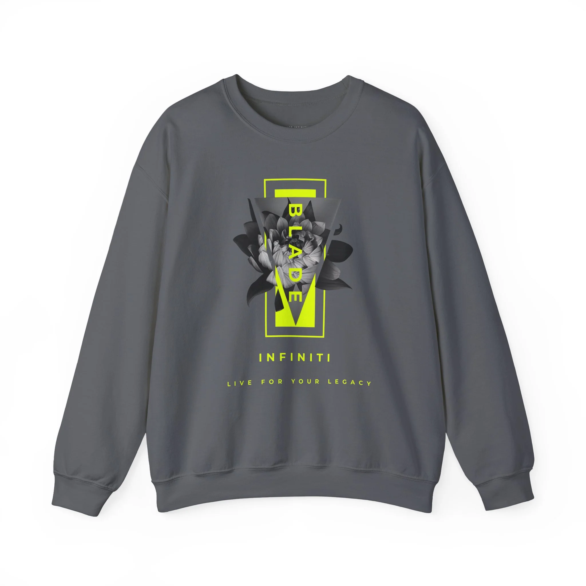 Sweat-shirt unisexe à col rond Flora Essence en vert néon floral — Chandails pour femmes