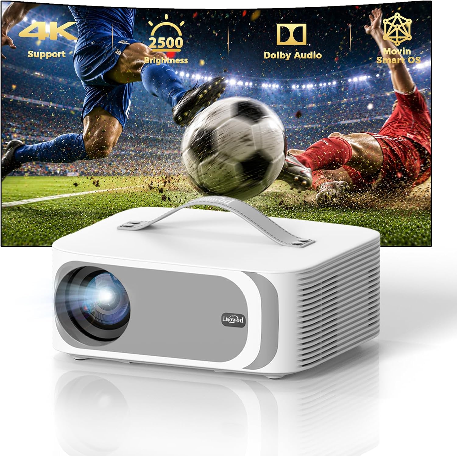 Projecteur 4K Lisowod Portable 2500 Lumens HDR10+ — Projecteur portatif