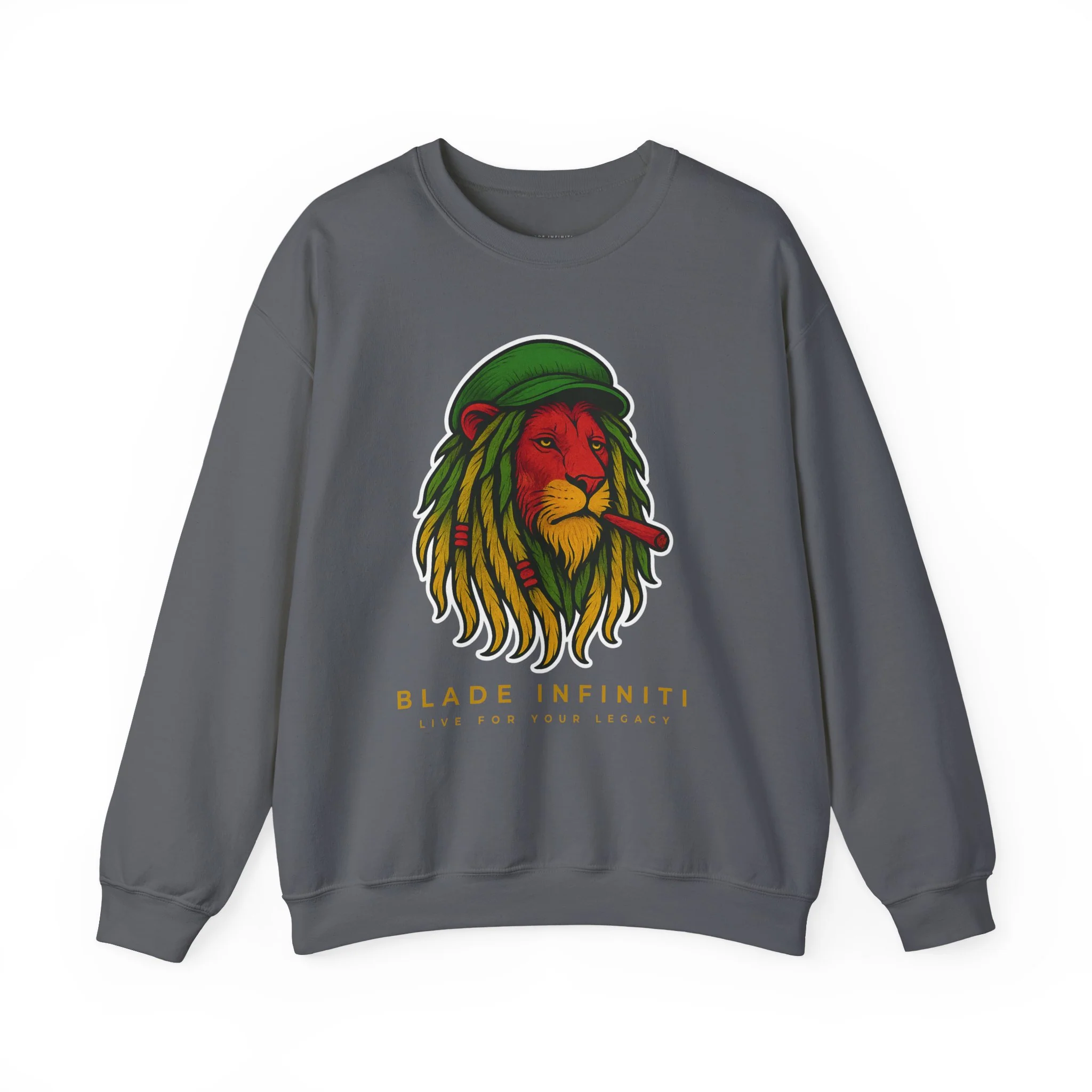 Rasta Lion V3 Unisex Crewneck Sweater - Charcoal — Womens Sweaters
