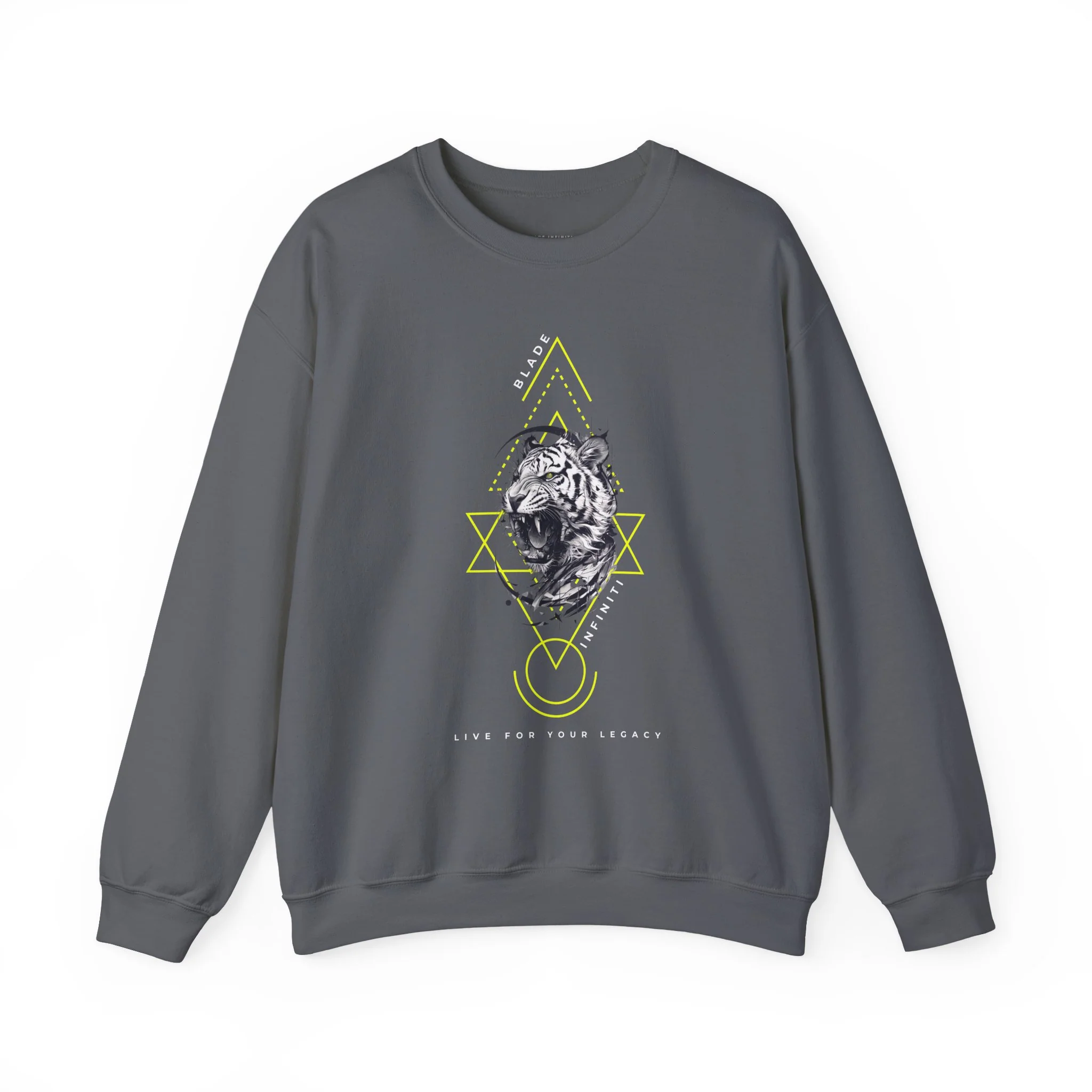 Sweat à col rond unisexe Geometric King Tiger V2 vert néon — Chandails pour femmes