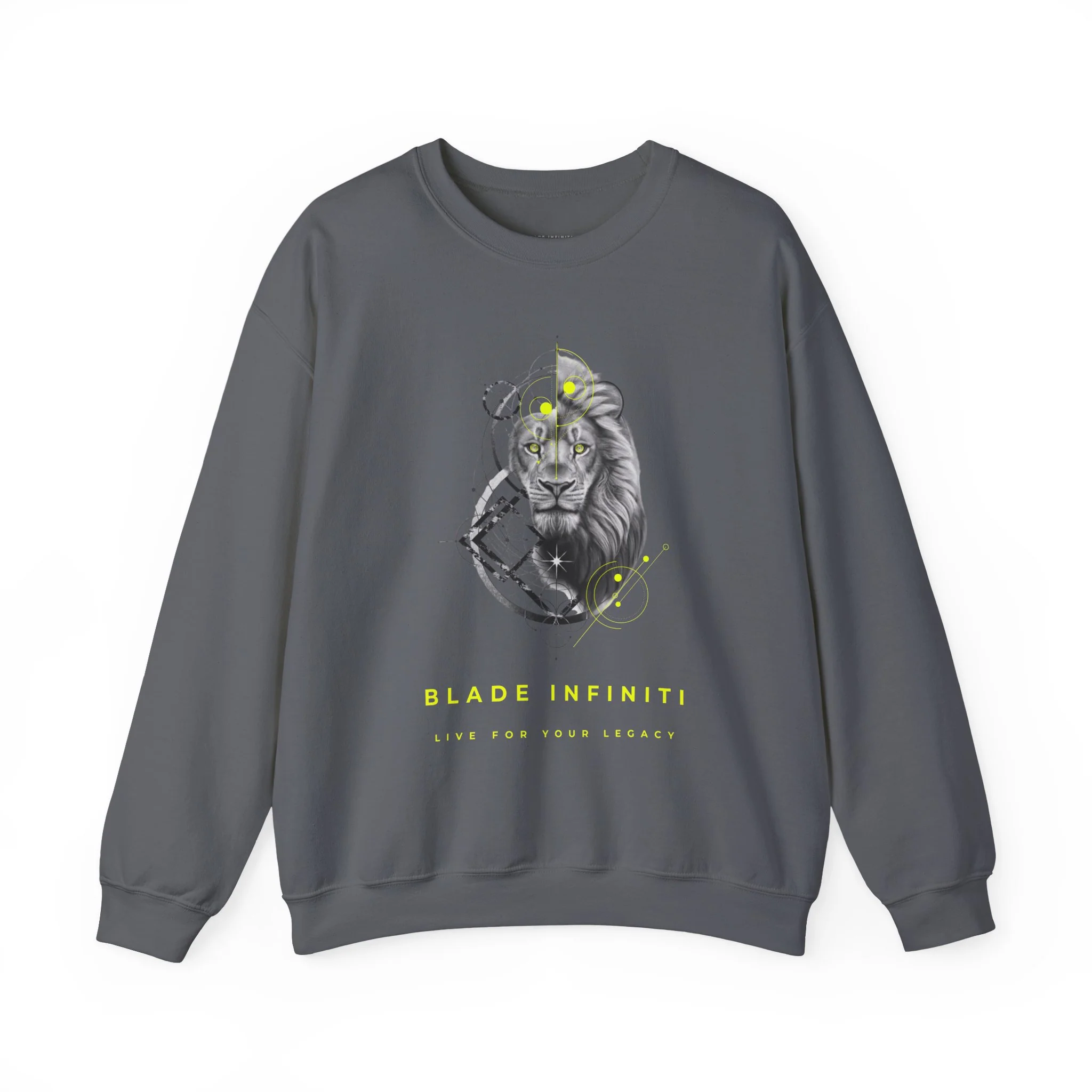 Geometric King Lion V3 Neon Green Unisex Crewneck Sweater