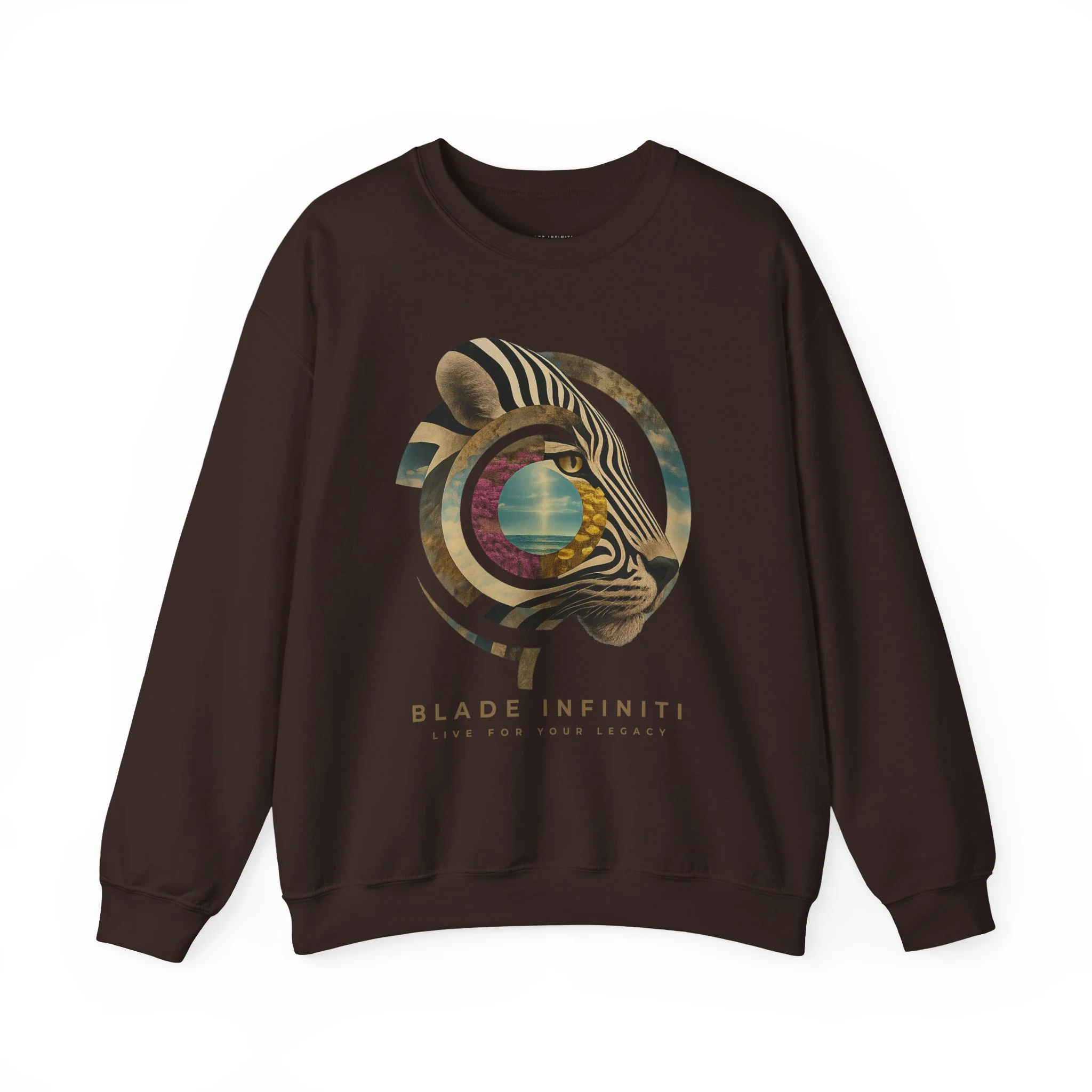 Safari Bloom Tiger Unisex Crewneck Sweater - Dark Chocolate