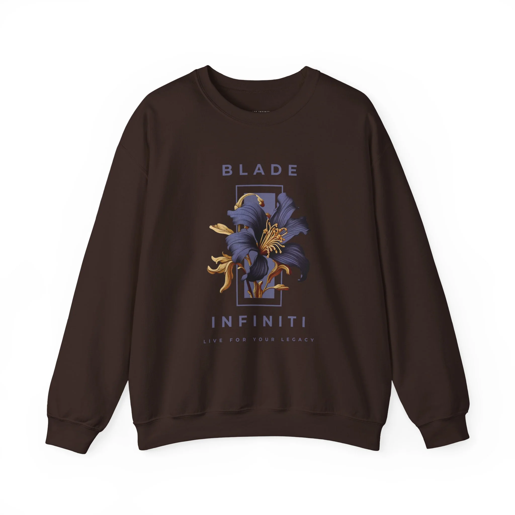 Pull unisexe floral Essence of Infiniti en brun/bleu marine/violet — Chandails pour femmes