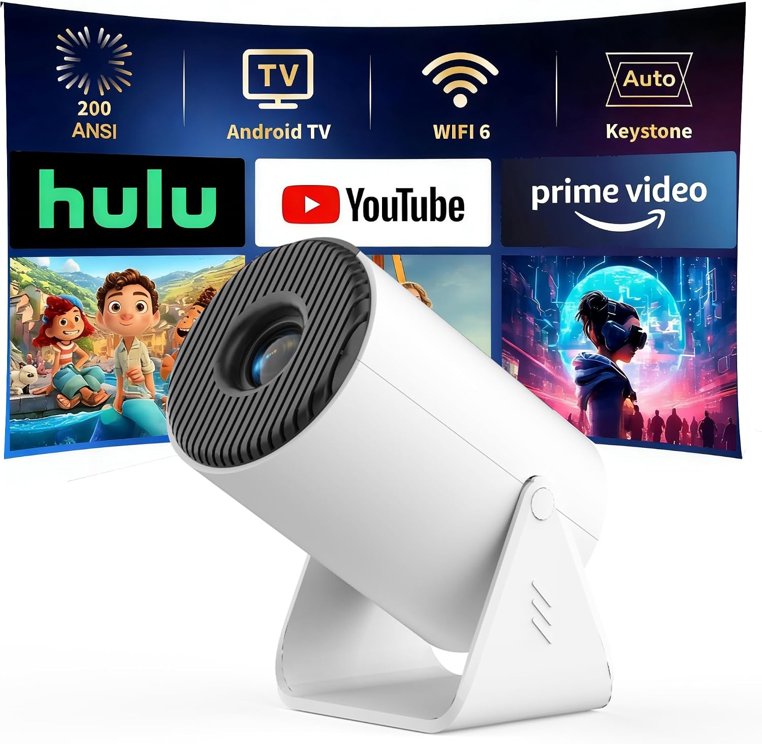 Projecteur Portatif TMY Mini 1080P avec Correction Keystone Auto et Rotation 270° — Projecteur portatif