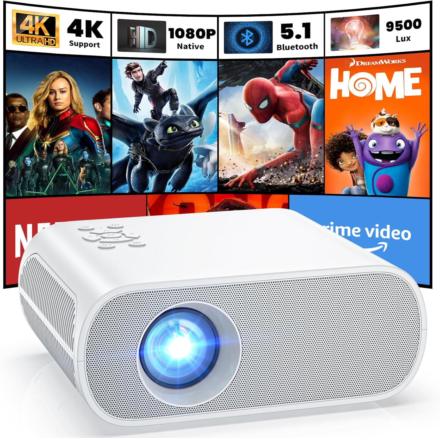 Projecteur Portable Hompow Mini 3600L 1080P — Projecteur portatif