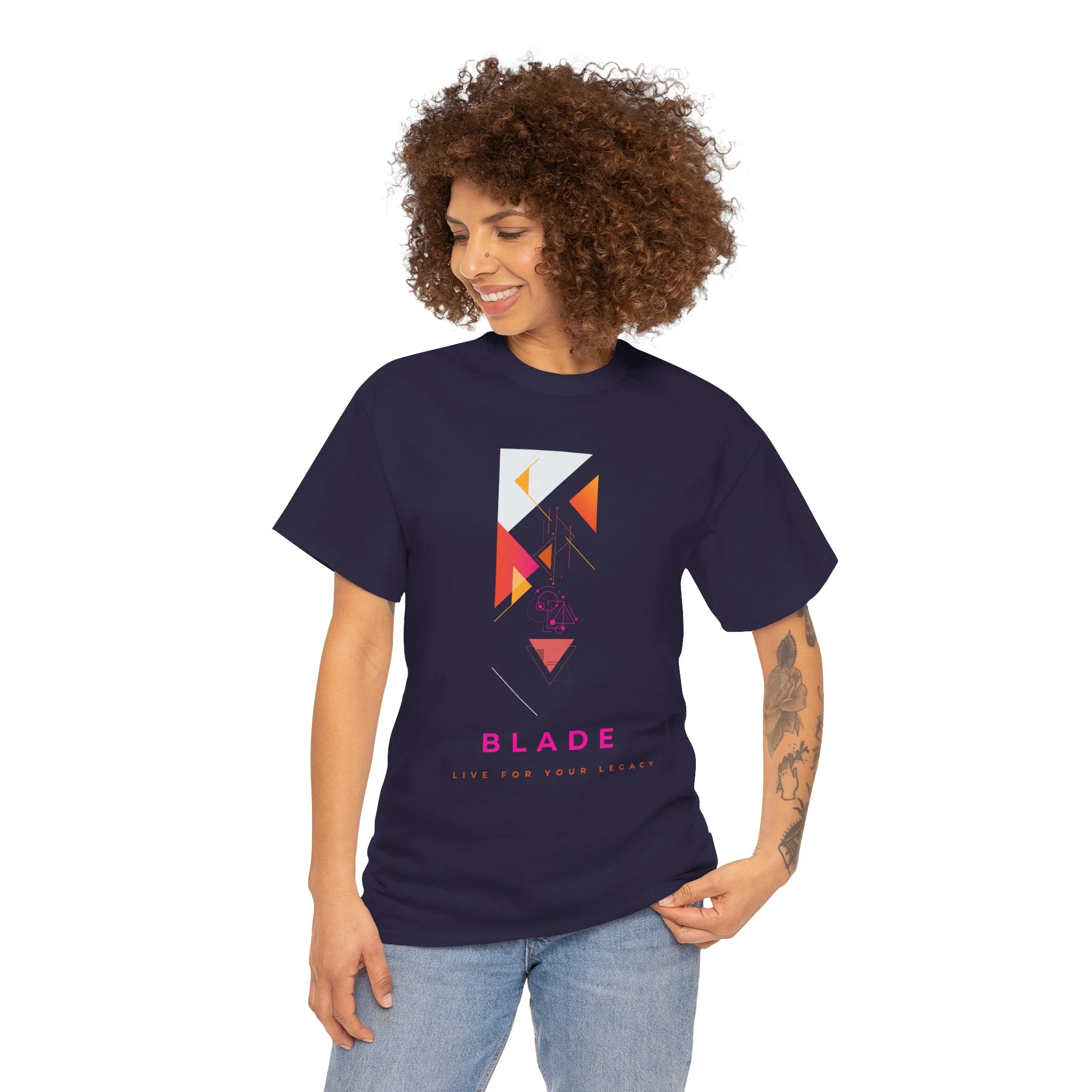 T-shirt géométrique Odyssey rose/orange - Printify — T-shirts pour hommes
