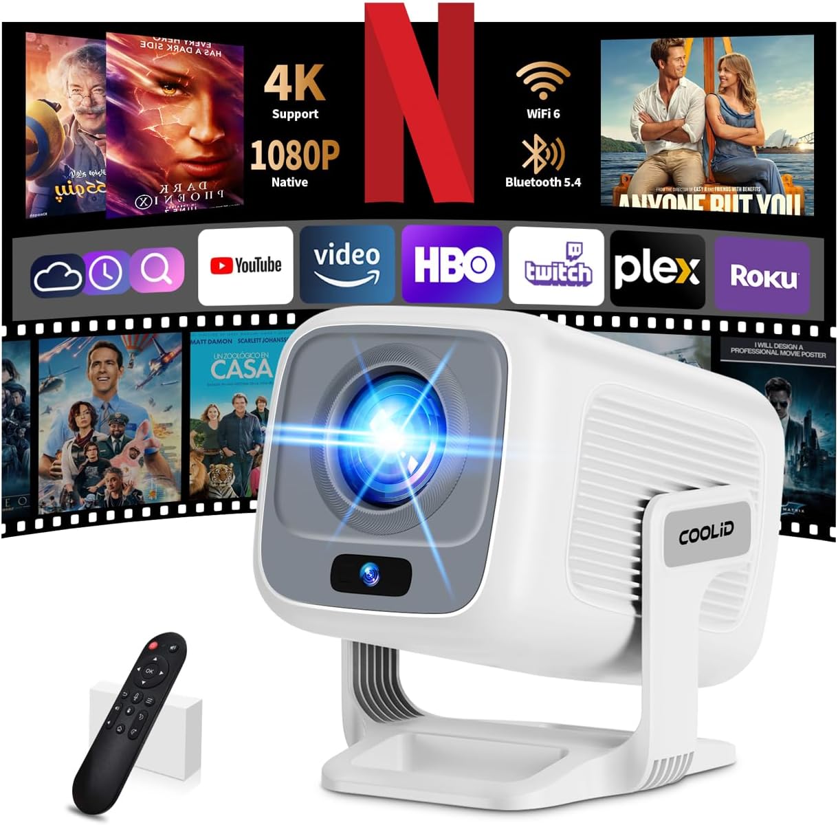 Mini projecteur 1080P FHD, compatible 4K, WiFi6 — Projecteur portatif