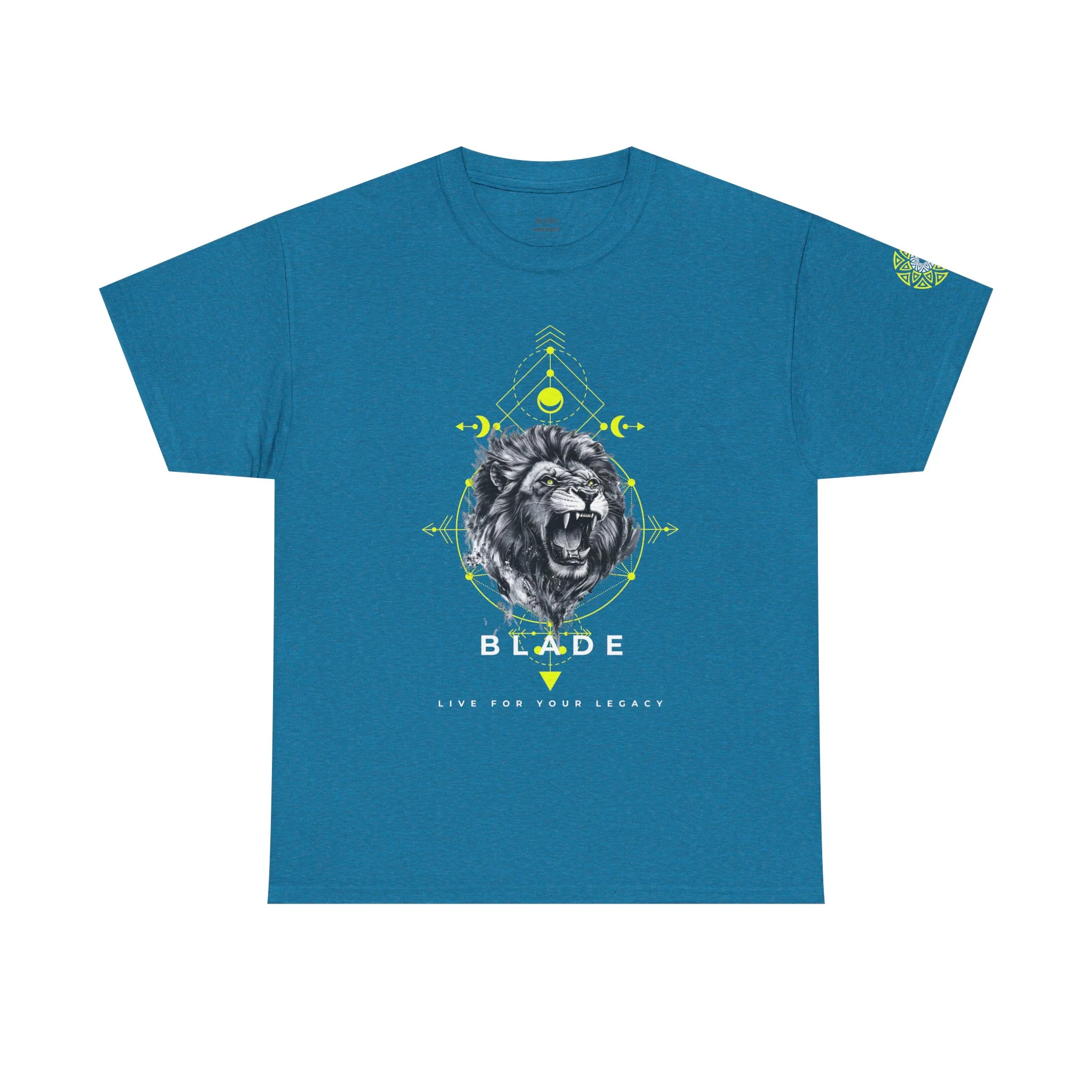 T-shirt Geometric King White TX Lion - Antique Sapphire — T-shirts pour hommes