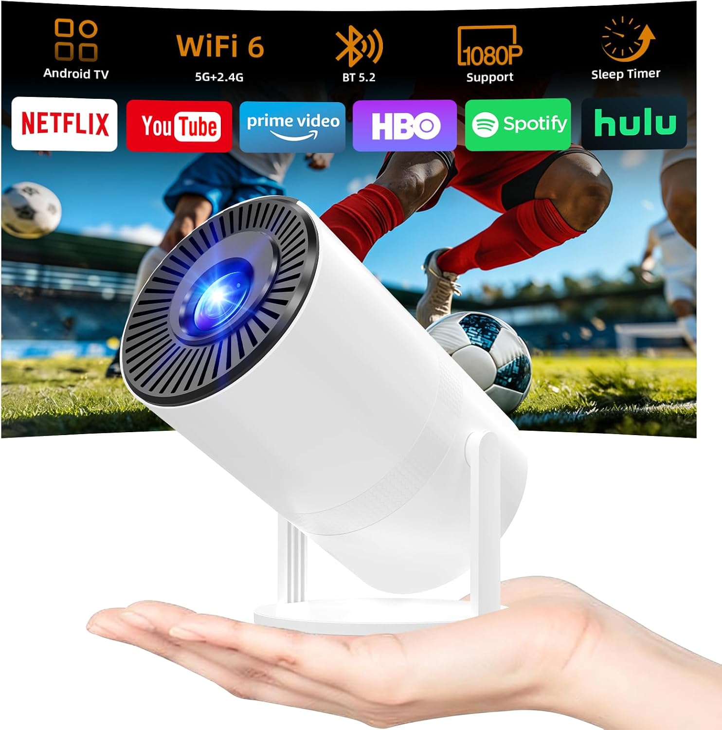 Tecaki Mini Projecteur 1080P 4K WiFi Bluetooth — Projecteur portatif