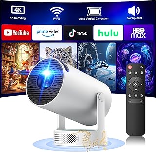 Mini Short Throw Projector 4K WiFi 6 Android TV 11.0