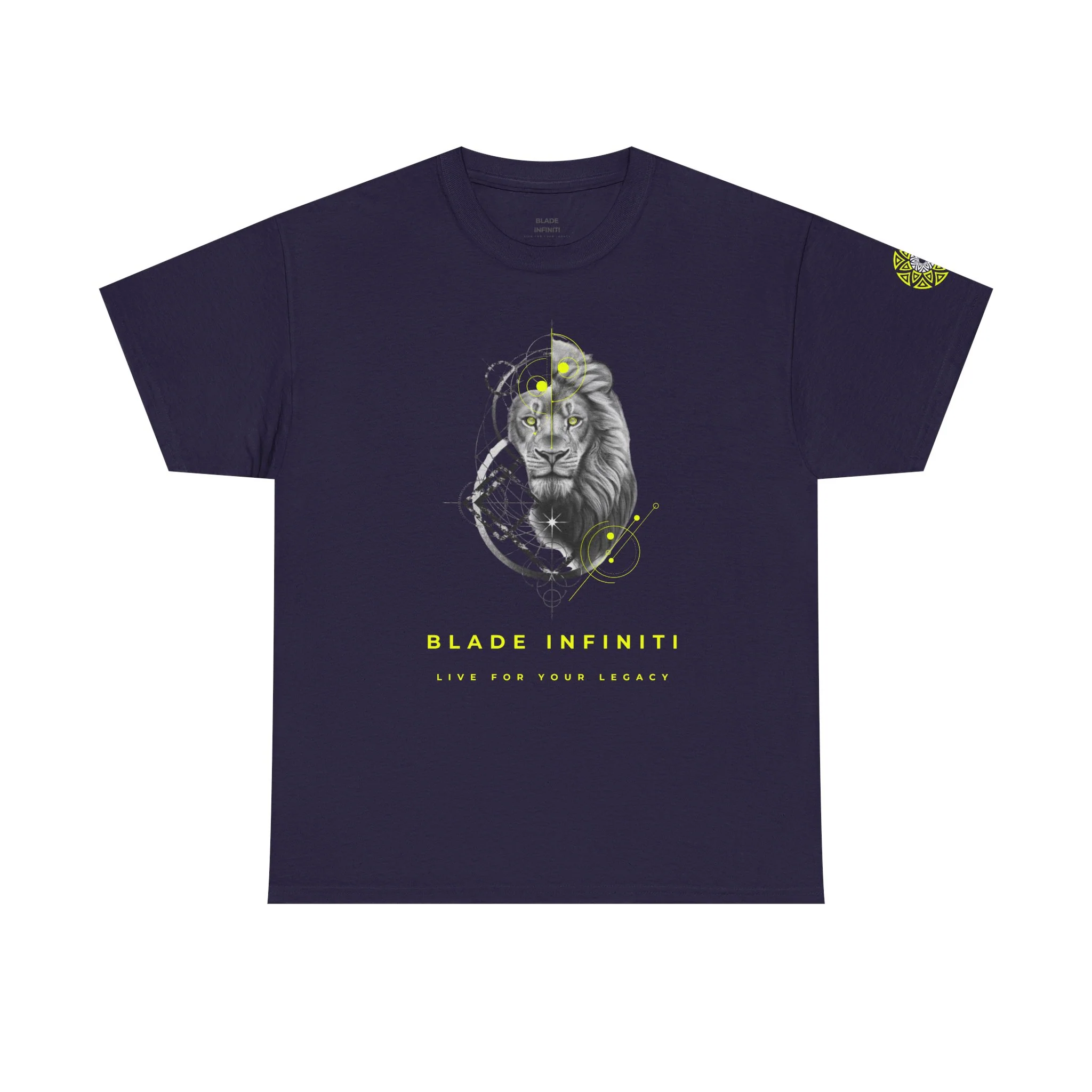Geometric King Lion Neon Green T-Shirt - Blackberry / S — Mens T Shirts