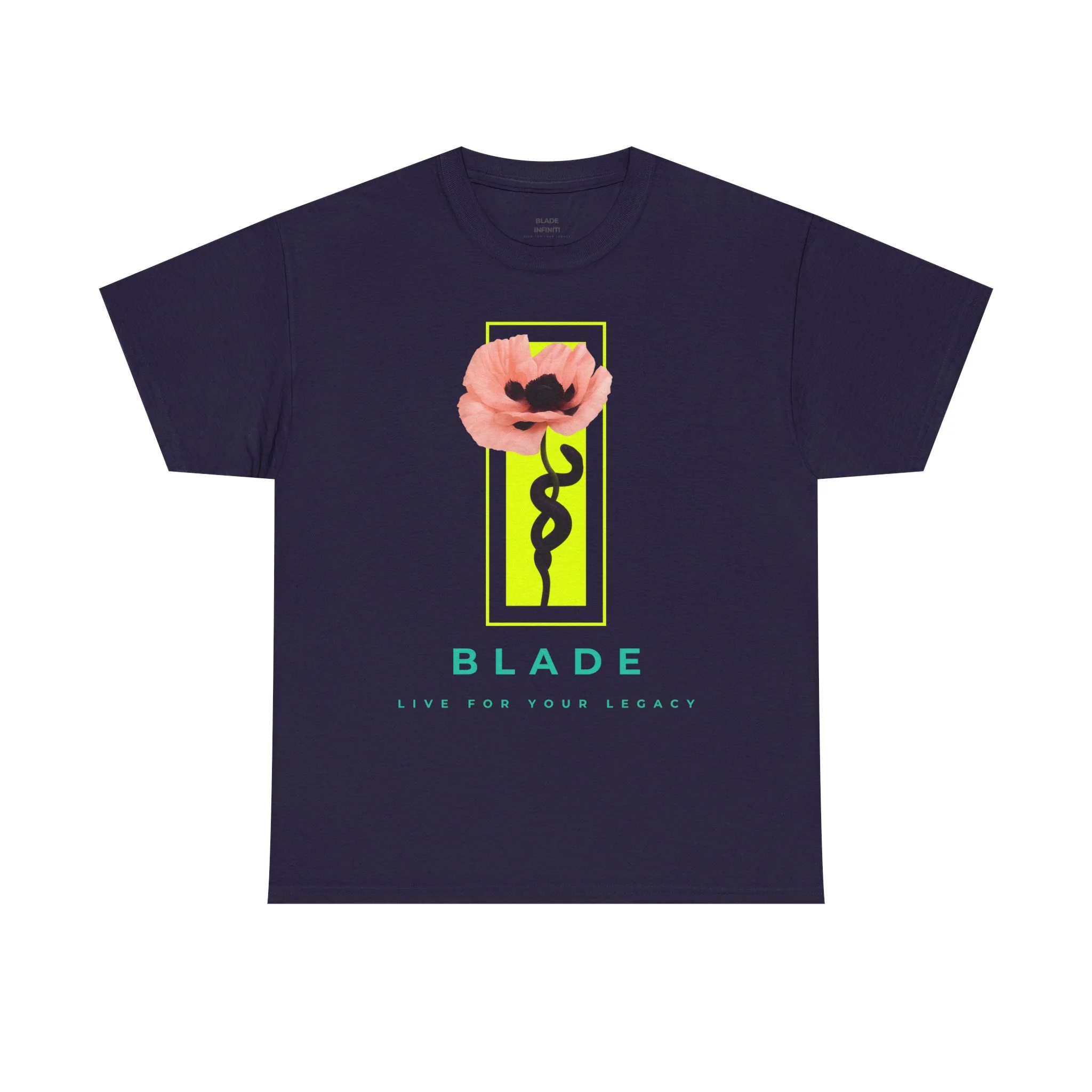 T-shirt floral Venom Blossom en rose, indigo et vert néon — T-shirts pour hommes