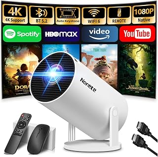 Mini Projector 4K 1080P FHD WiFi 6 Bluetooth 5.2 — Portable Projector