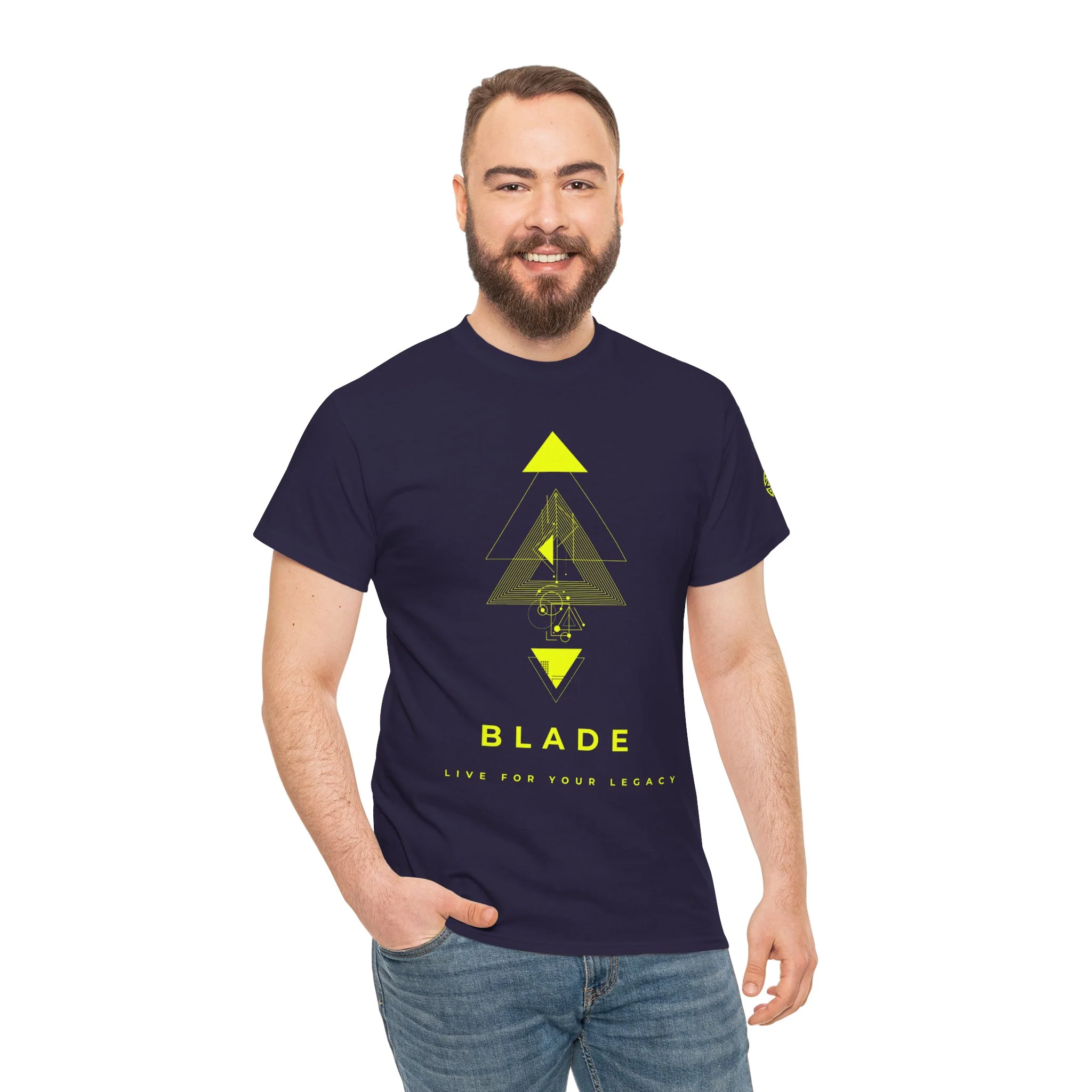 Geometric Odyssey Neon Green TX T-Shirt - Blackberry