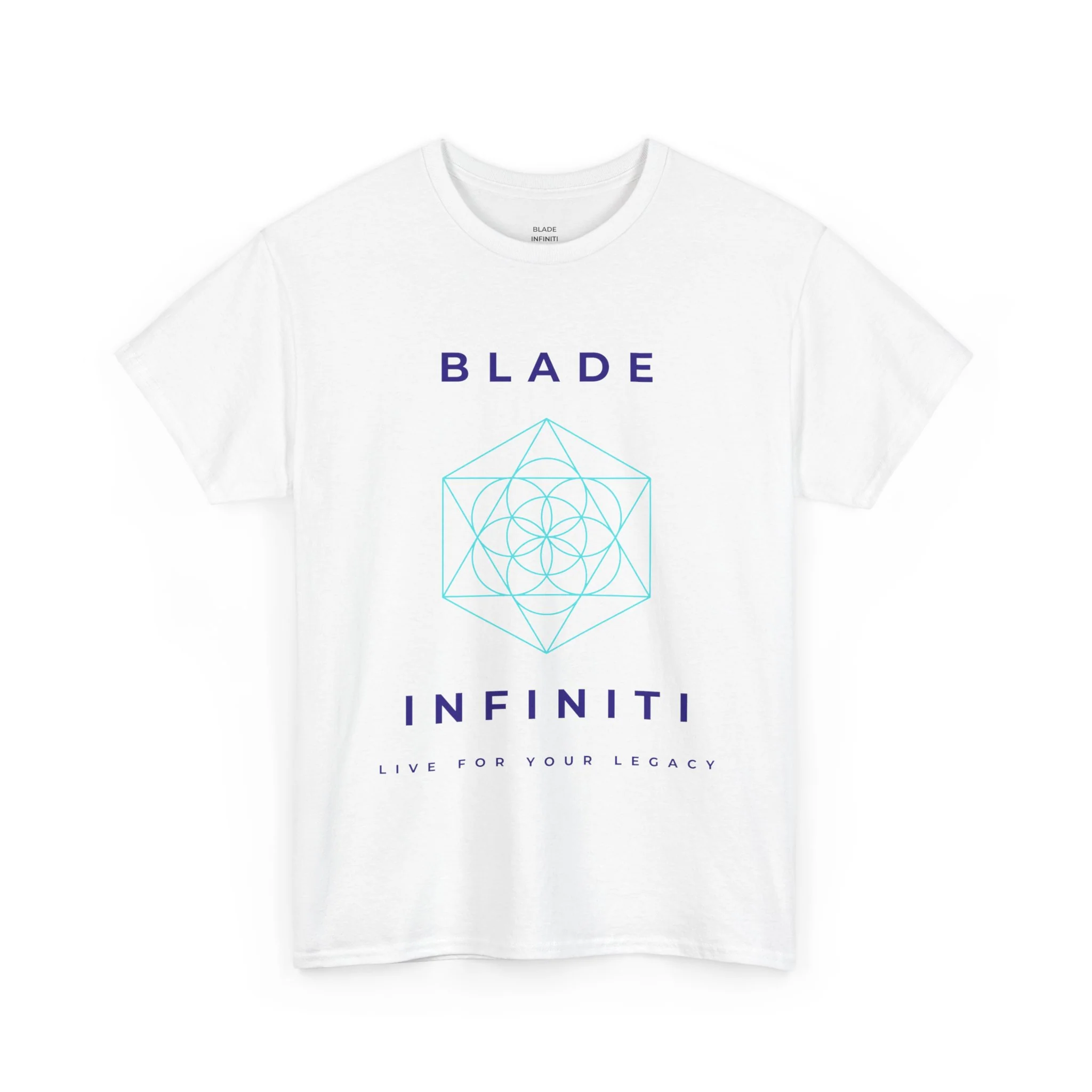 Geometric Azteca Essential T-Shirt - White/Blue/Aqua — Mens T Shirts
