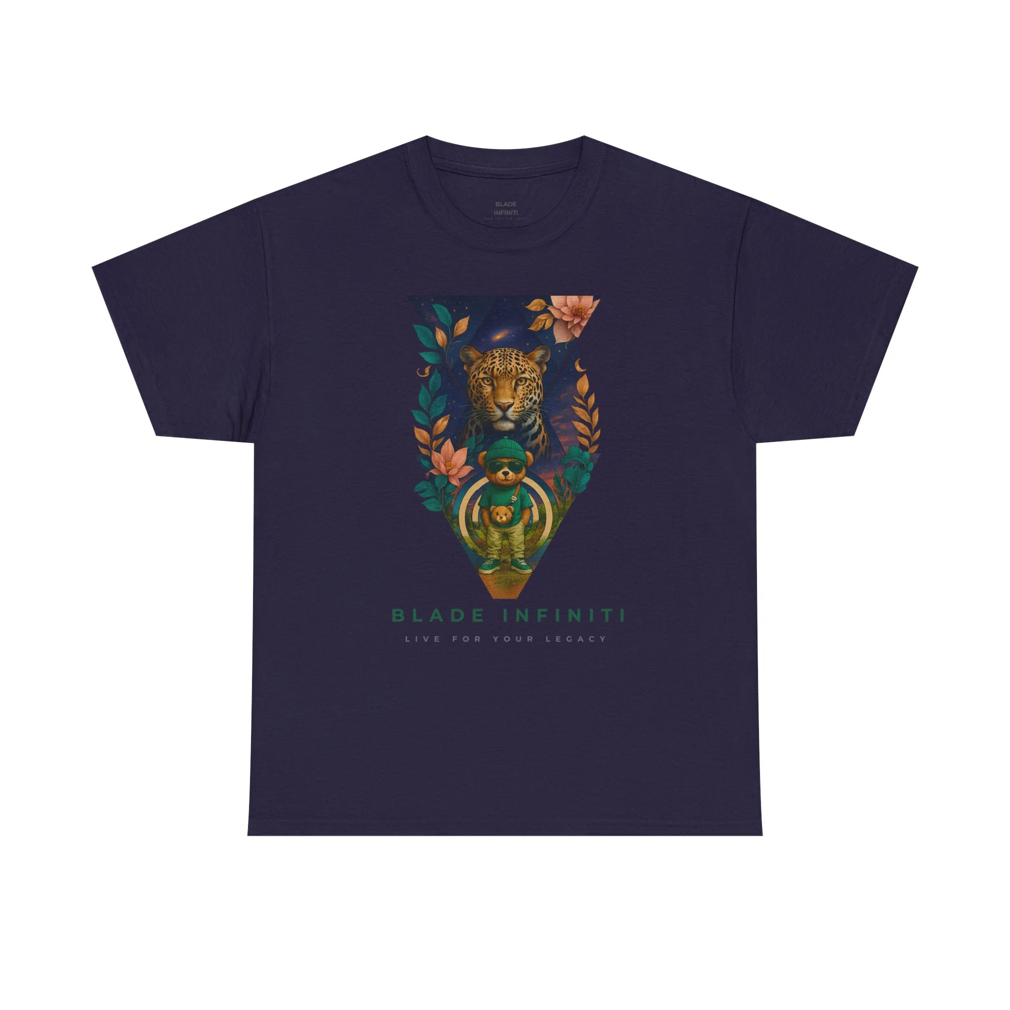 T-shirt Bladeverse Jungle Galactique Léopard/Ours en Peluche - Blackberry — T-shirts pour hommes