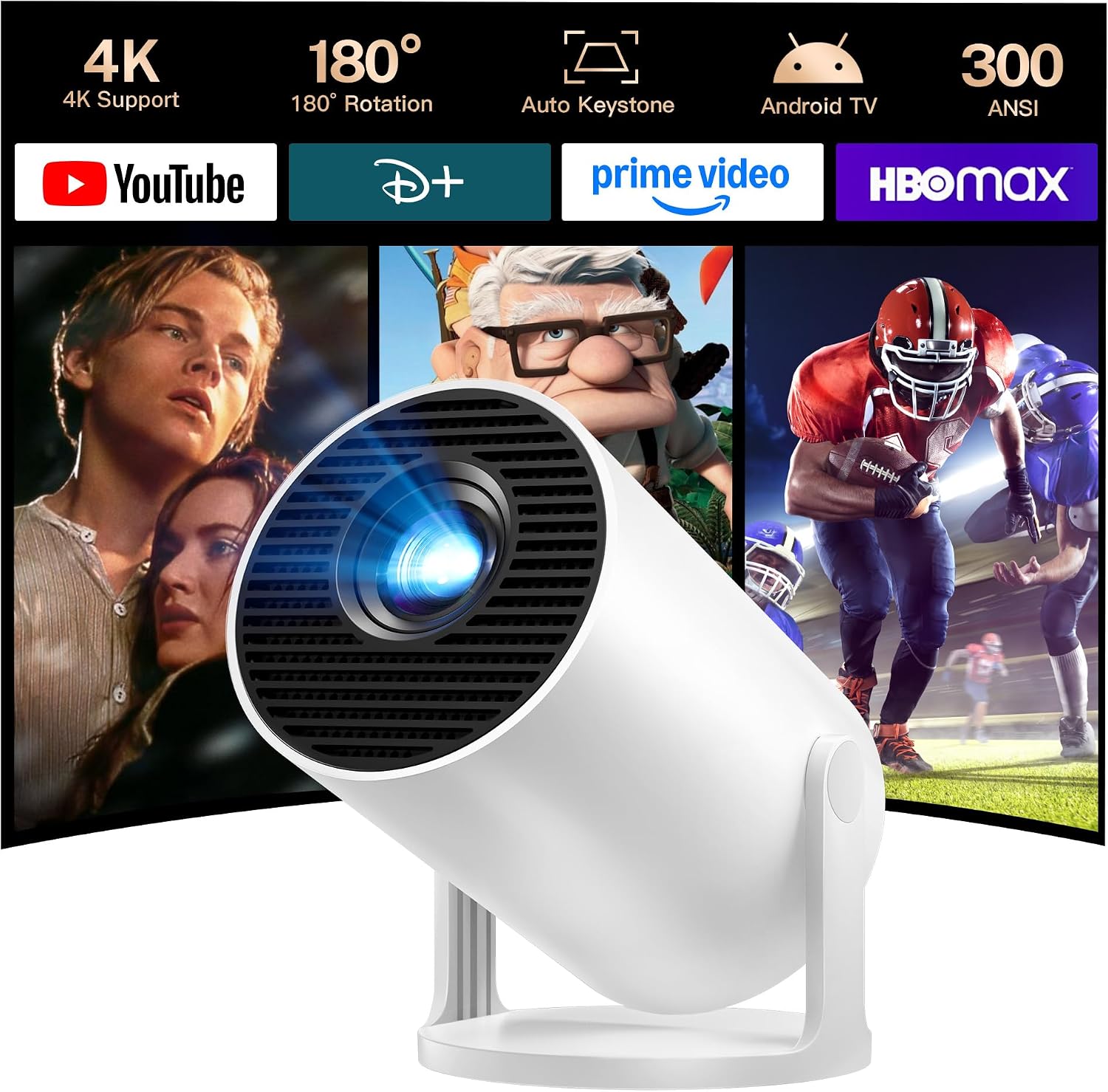 Projecteur Portatif Intelligent HY300Pro+ WiFi 6