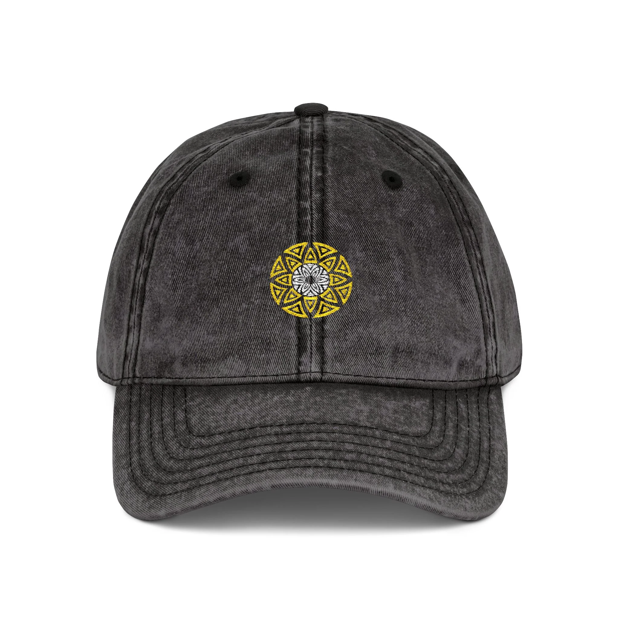 Casquette Vintage Brodée Azteca en Denim - Taille Unique - Noir