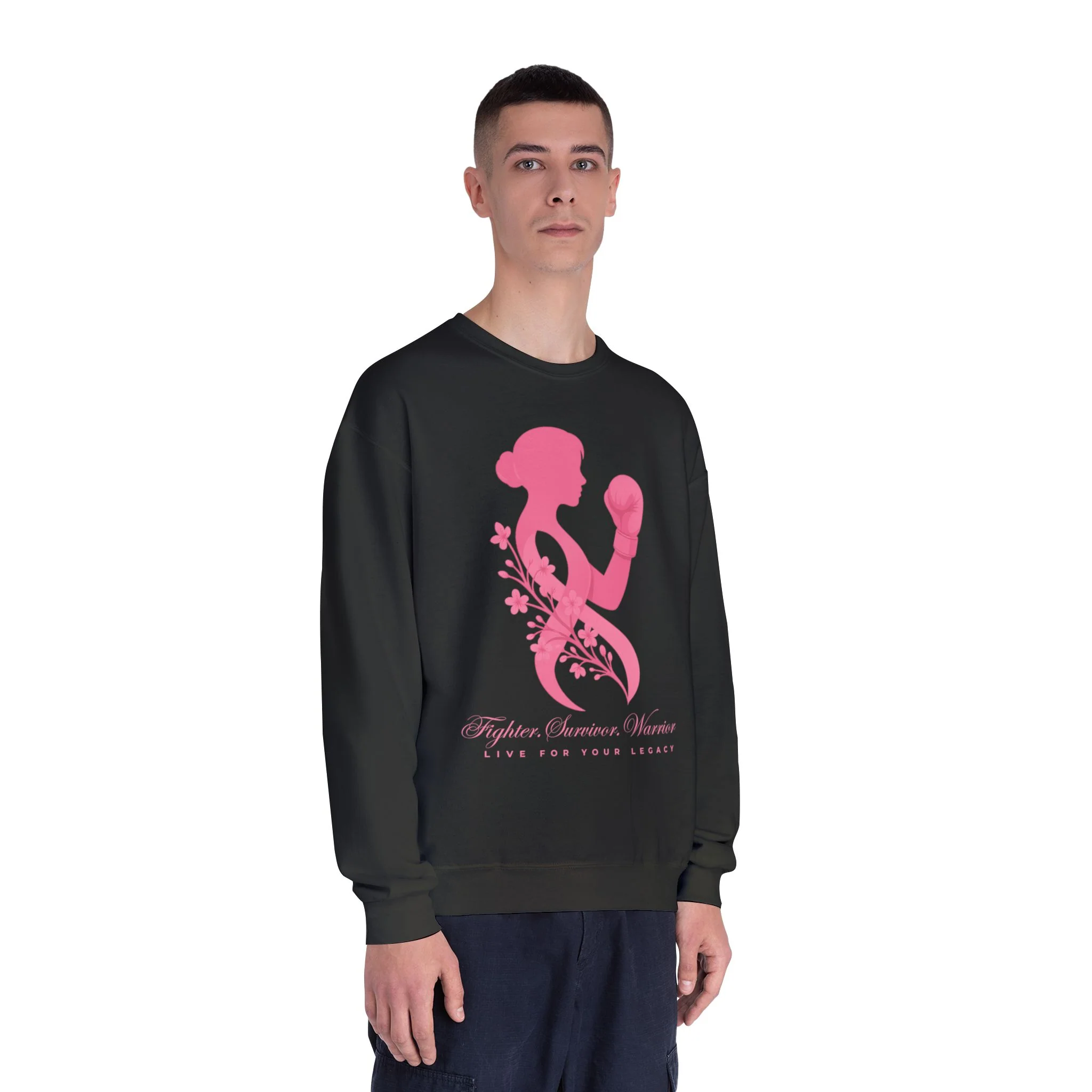 Fighter Survivor Warrior Breast Cancer Sweatshirt - Black / S