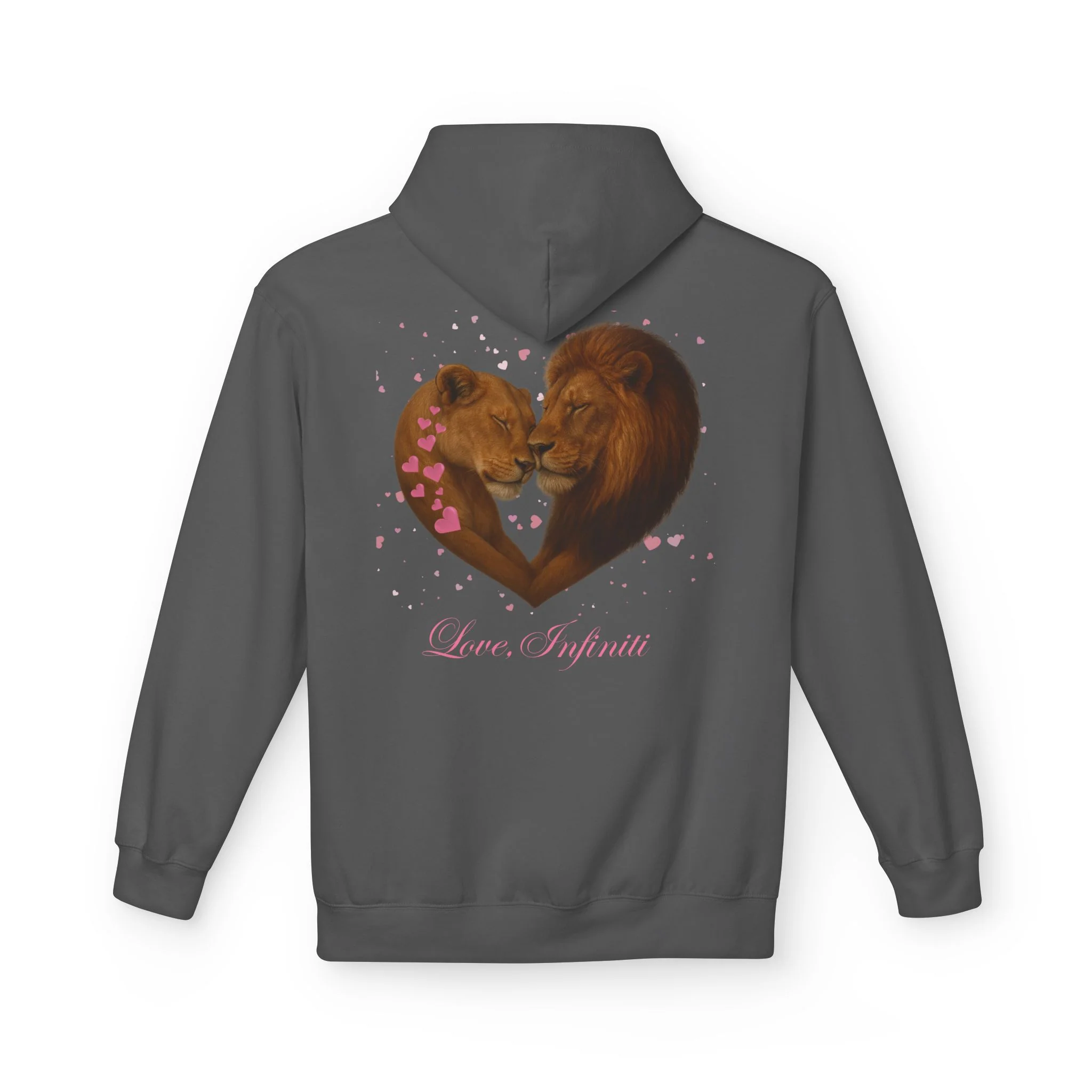 Lion Hearts Love, Infiniti Unisex Hoodie - Charcoal — Mens Hoodies