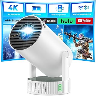 Mini Projecteur 720P Natif, Support 4K, Android TV WiFi 6