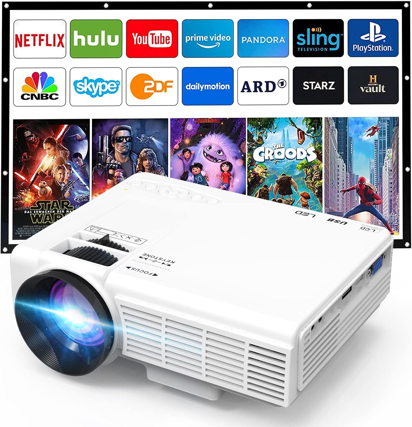 Mini Projecteur 7500 Lumens 1080P Full HD — Projecteur portatif