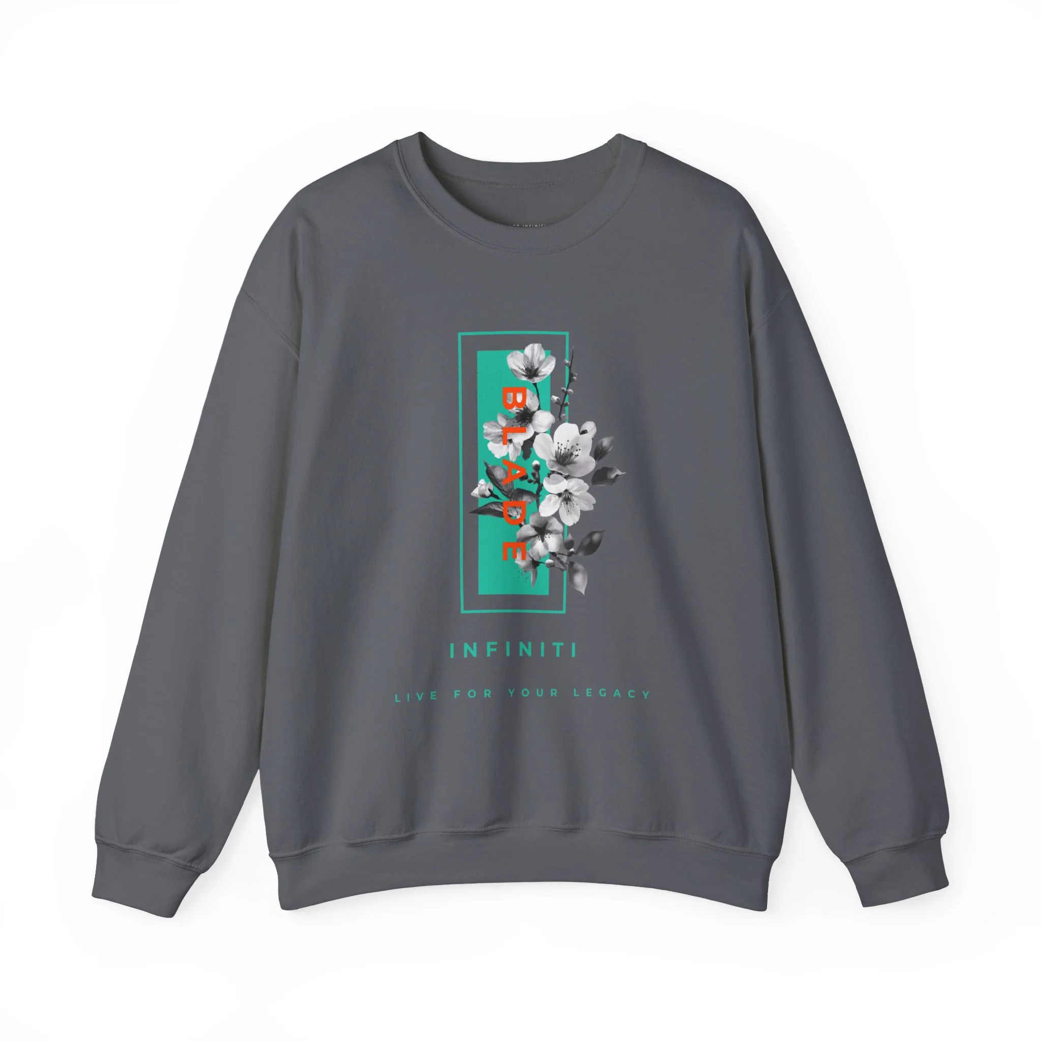 Sweat à col rond unisexe Bloom Bae floral teal/orange