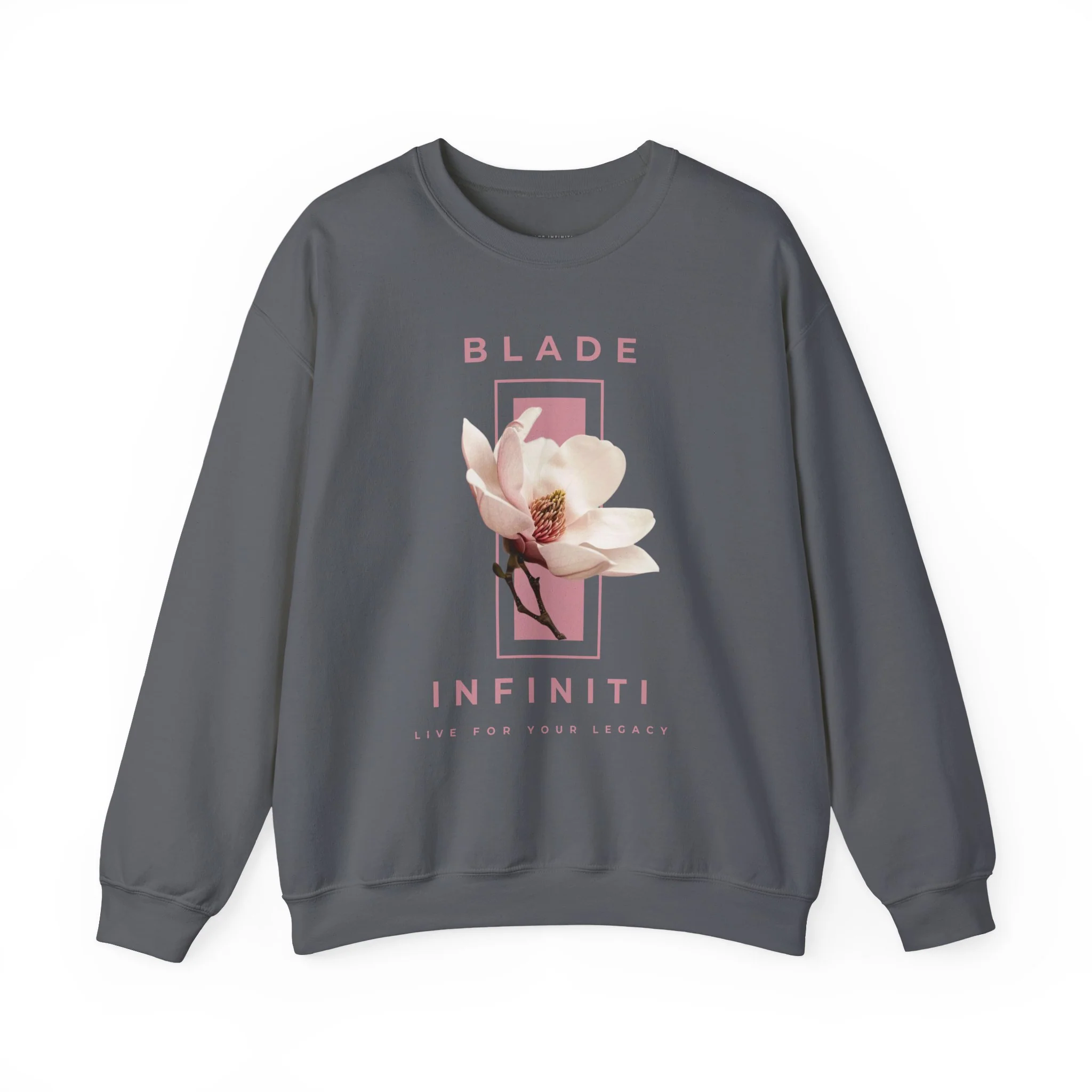 Essence of Infiniti Floral Crewneck Sweater - Charcoal — Womens Sweaters