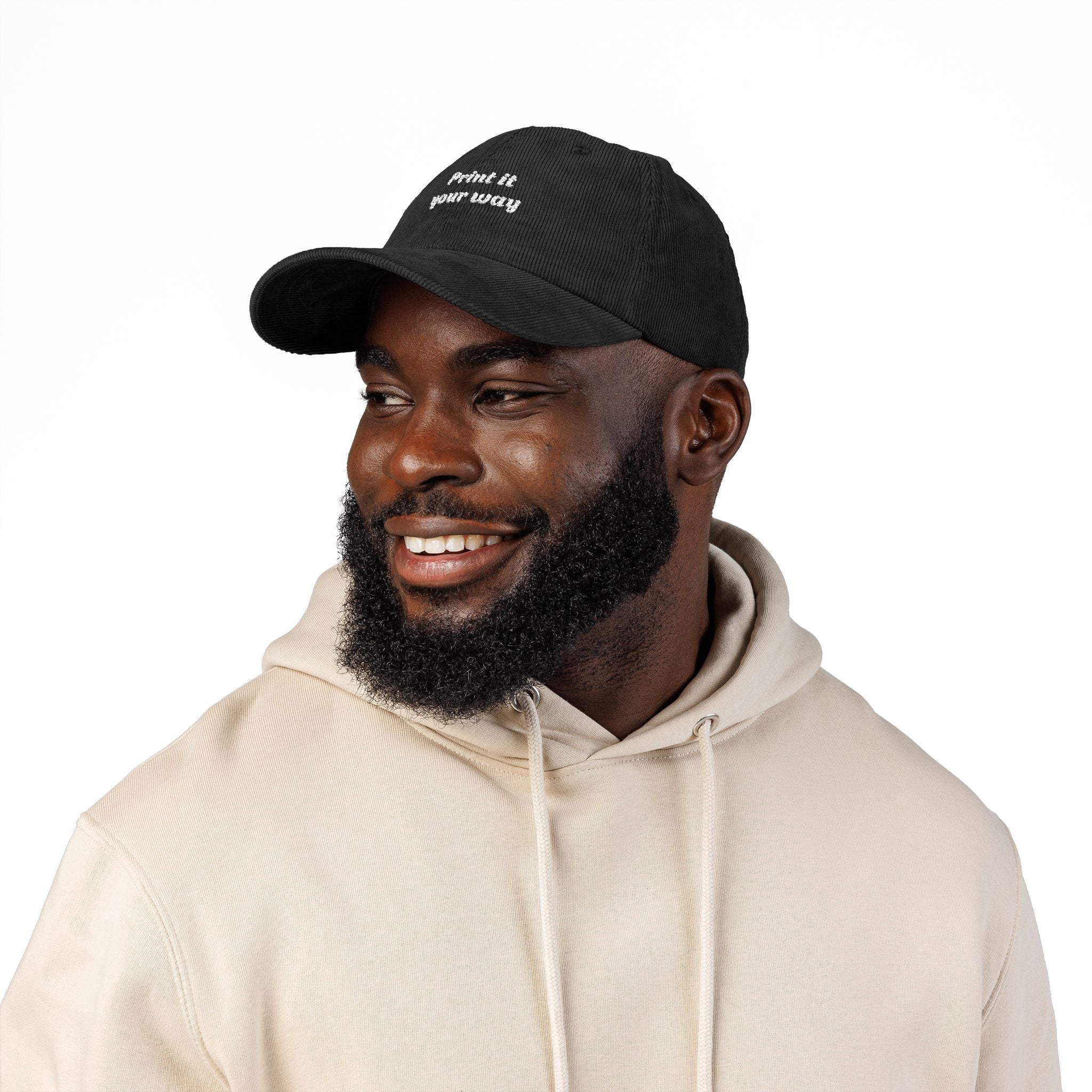 Personalized Vintage Corduroy Baseball Cap - Black — Baseball Cap