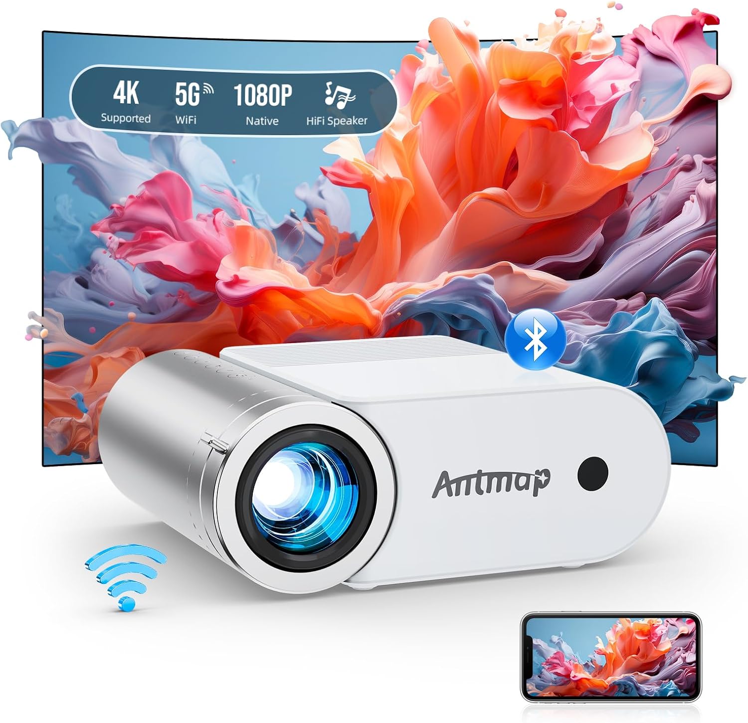Mini Projecteur WiFi Bluetooth 1080P Portable — Projecteur portatif