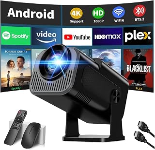 Mini Projector 1080P Full HD, 4K, 180° Rotation, WiFi 6