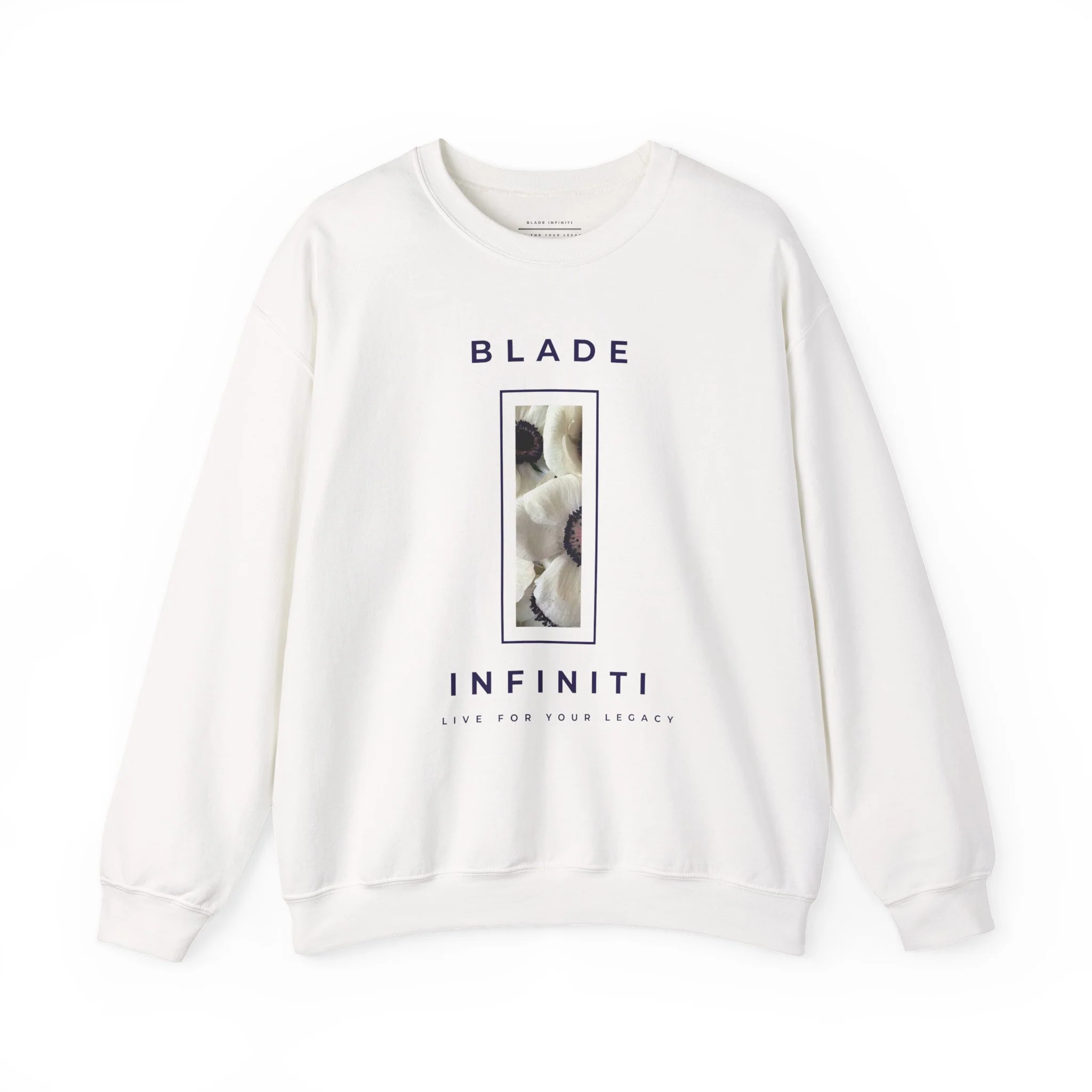 Sweat-shirt à col rond floral blanc/marine Blade Infiniti — Chandails pour femmes