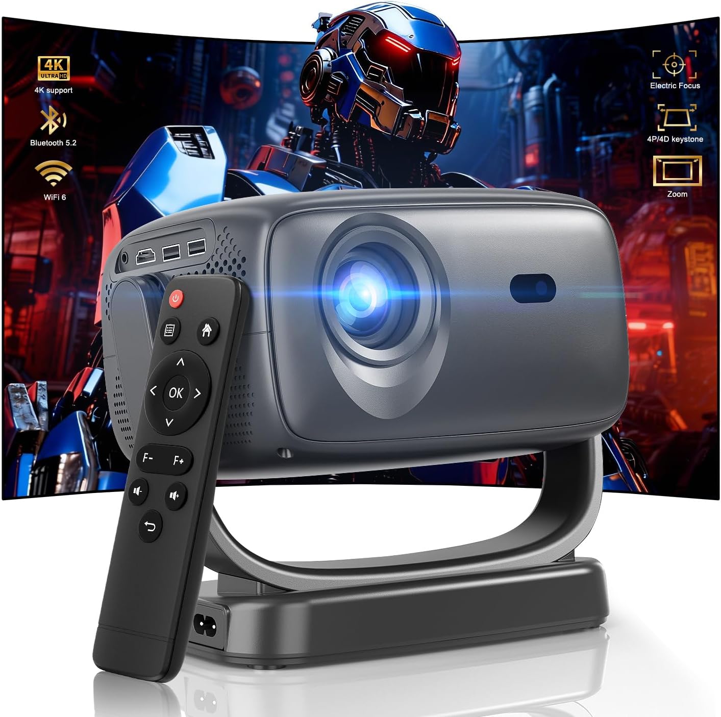 Smart Portable Projector 1080P 4K Support 5G WiFi — Portable Projector