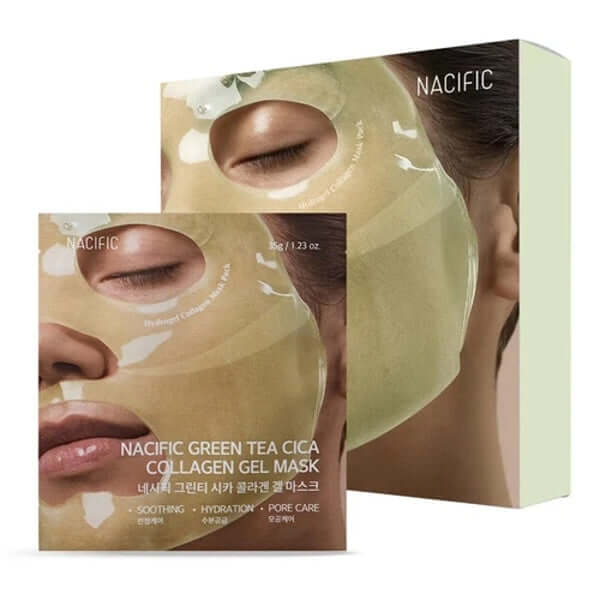 Masque en Gel Collagène Cica au Thé Vert NACIFIC - 4 Feuilles — Appareils de soins de la peau