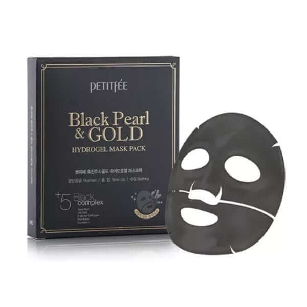 PETITFEE Masque Hydrogel Noir Perle & Or - 5 Pièces