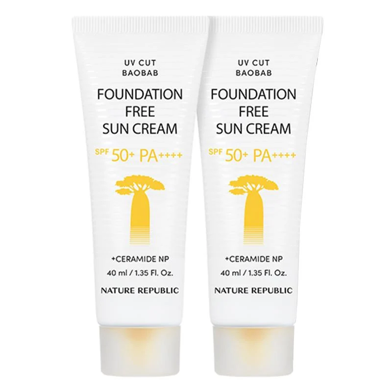 Crème Solaire Nature Republic UV Cut Baobab Foundation Free 40ml — Appareils de soins de la peau